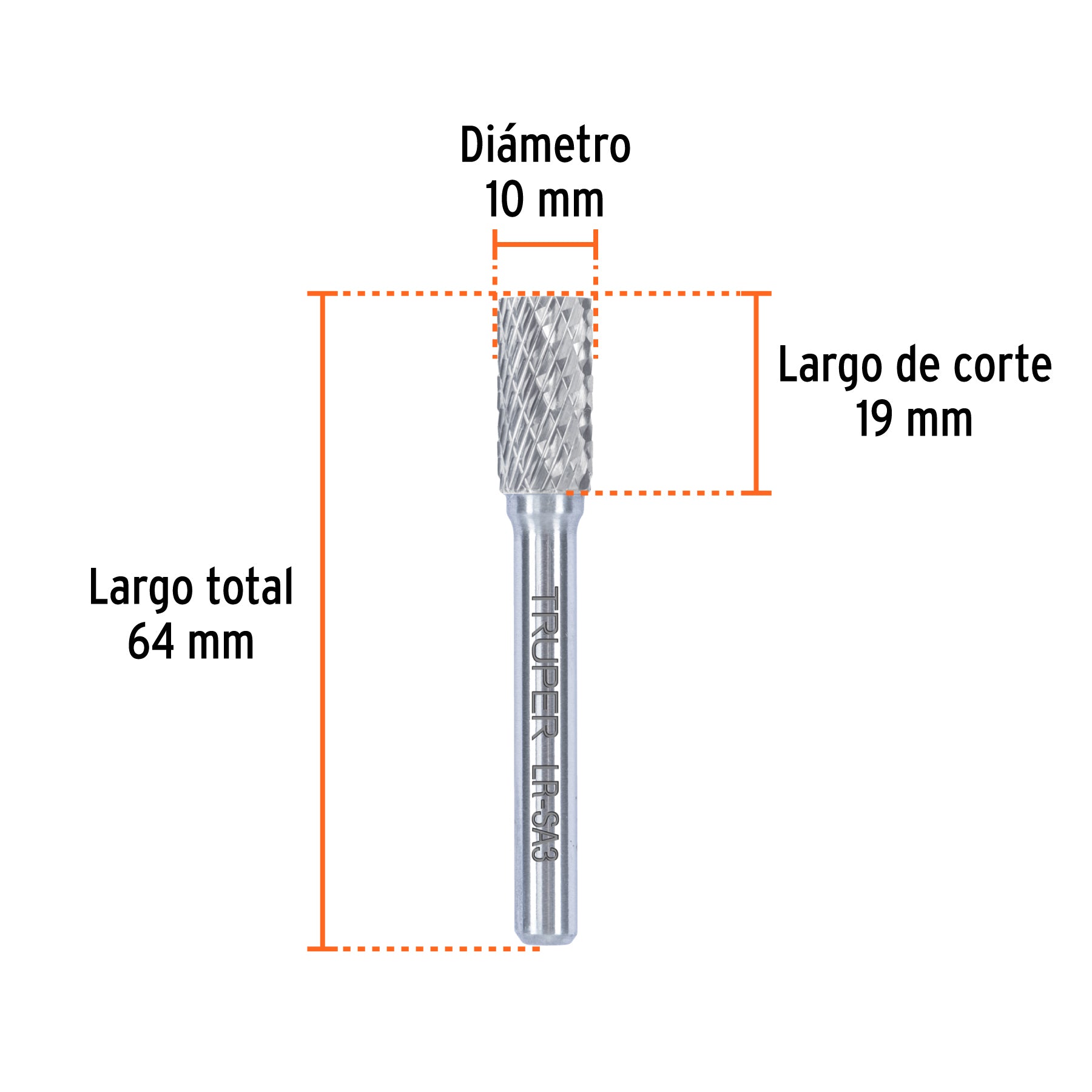 Lima rotativa cilindrica 3/8, SA-3, TRUPER
