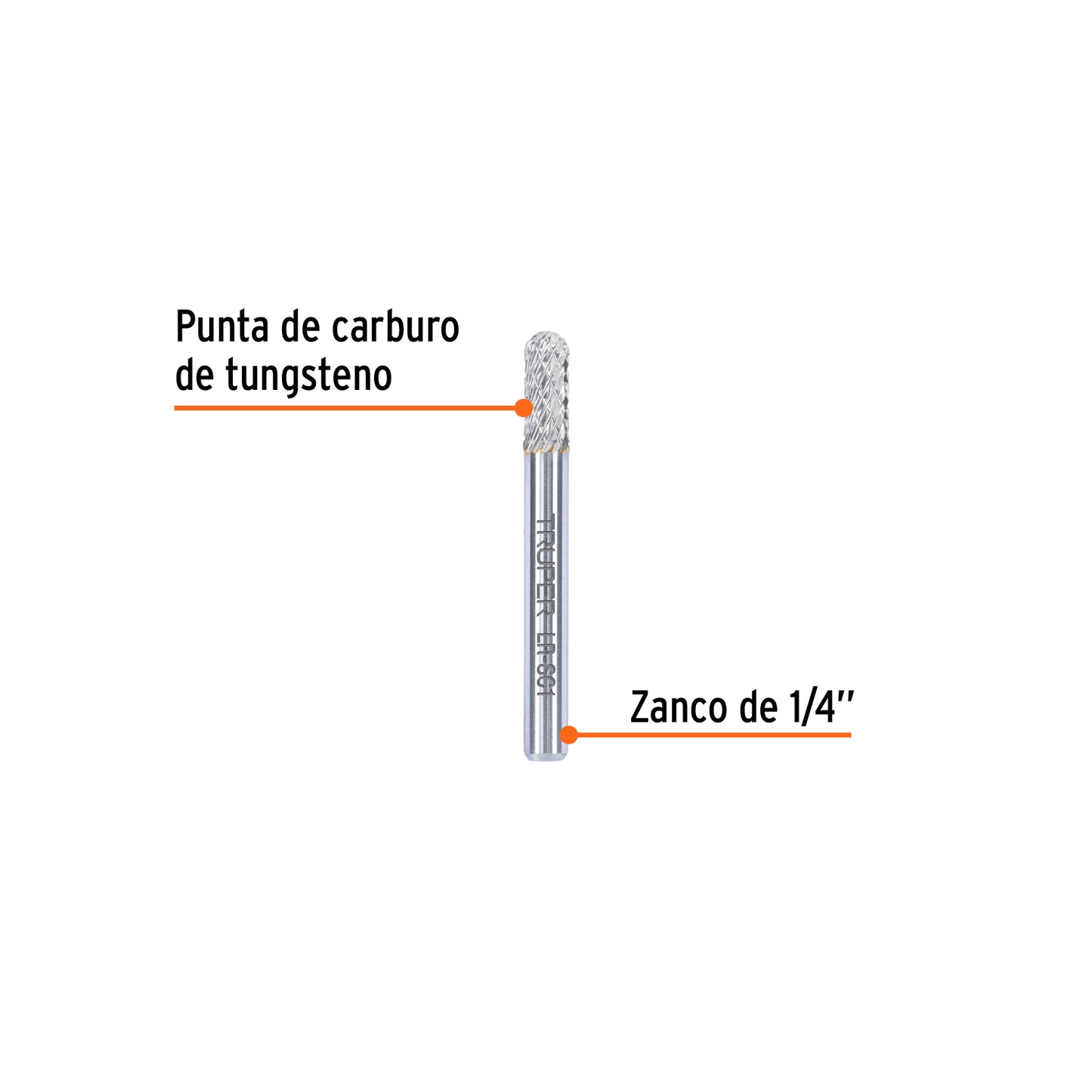Lima rotativa cilindrica punta redonda 1/4, SC-1, TRUPER