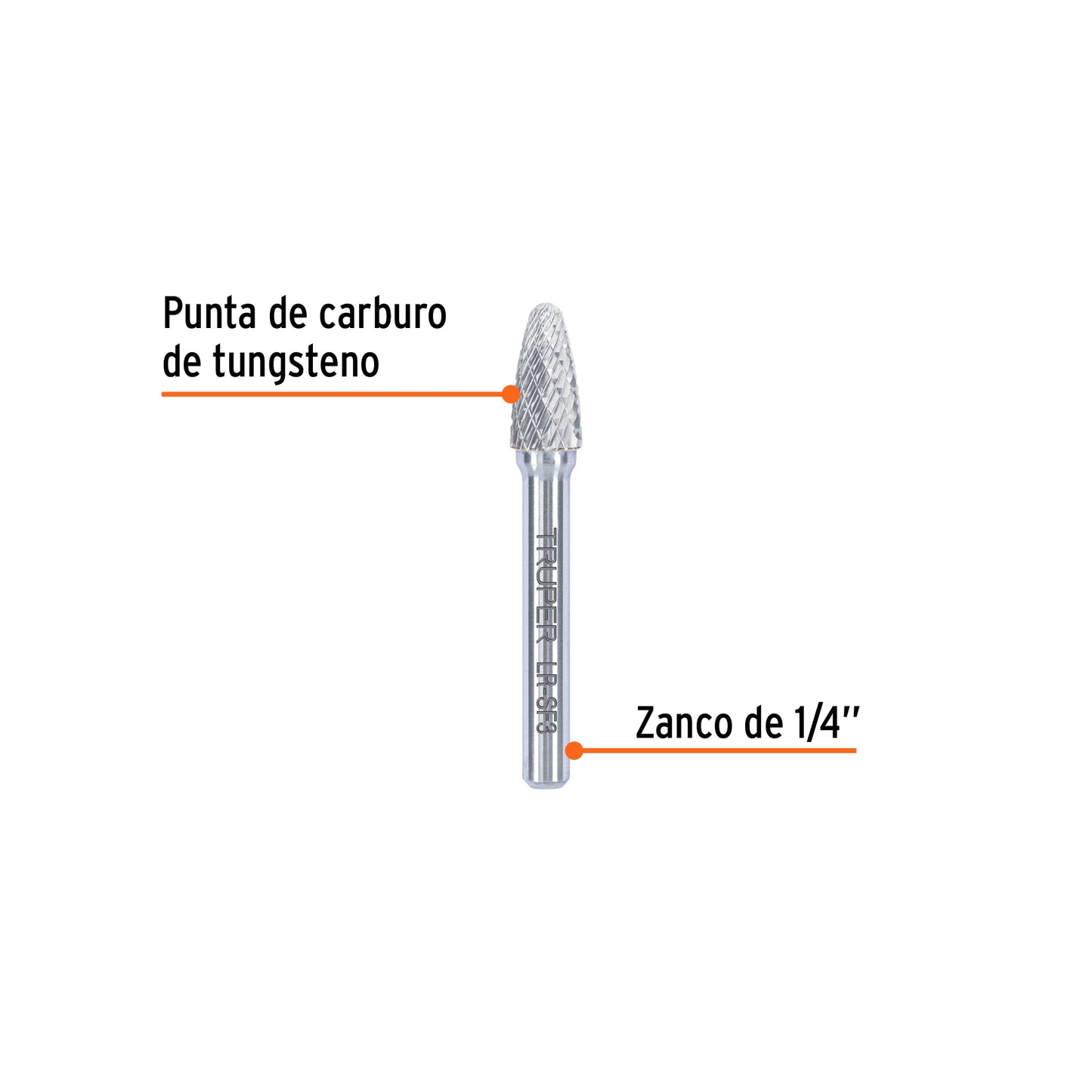 Lima rotativa árbol punta redonda 3/8, SF-3, TRUPER