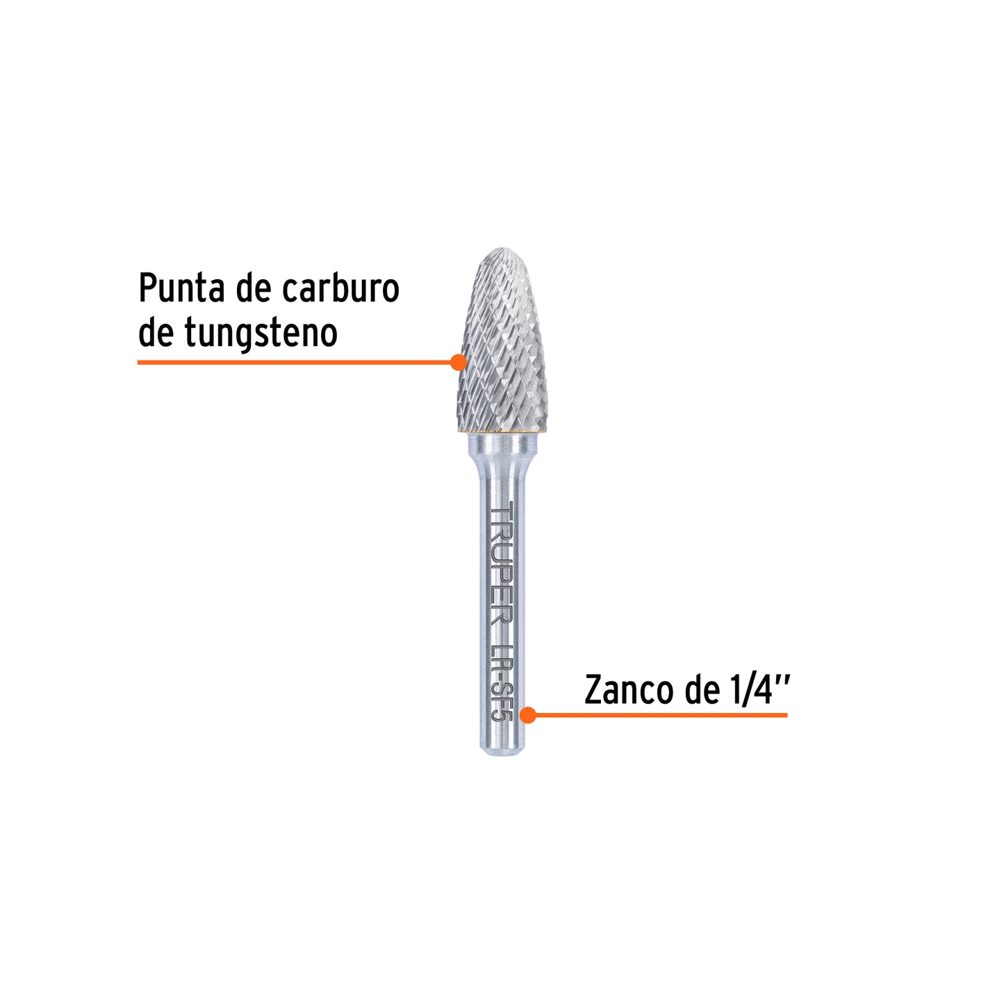 Lima rotativa árbol punta redonda 1/2, SF-5, TRUPER