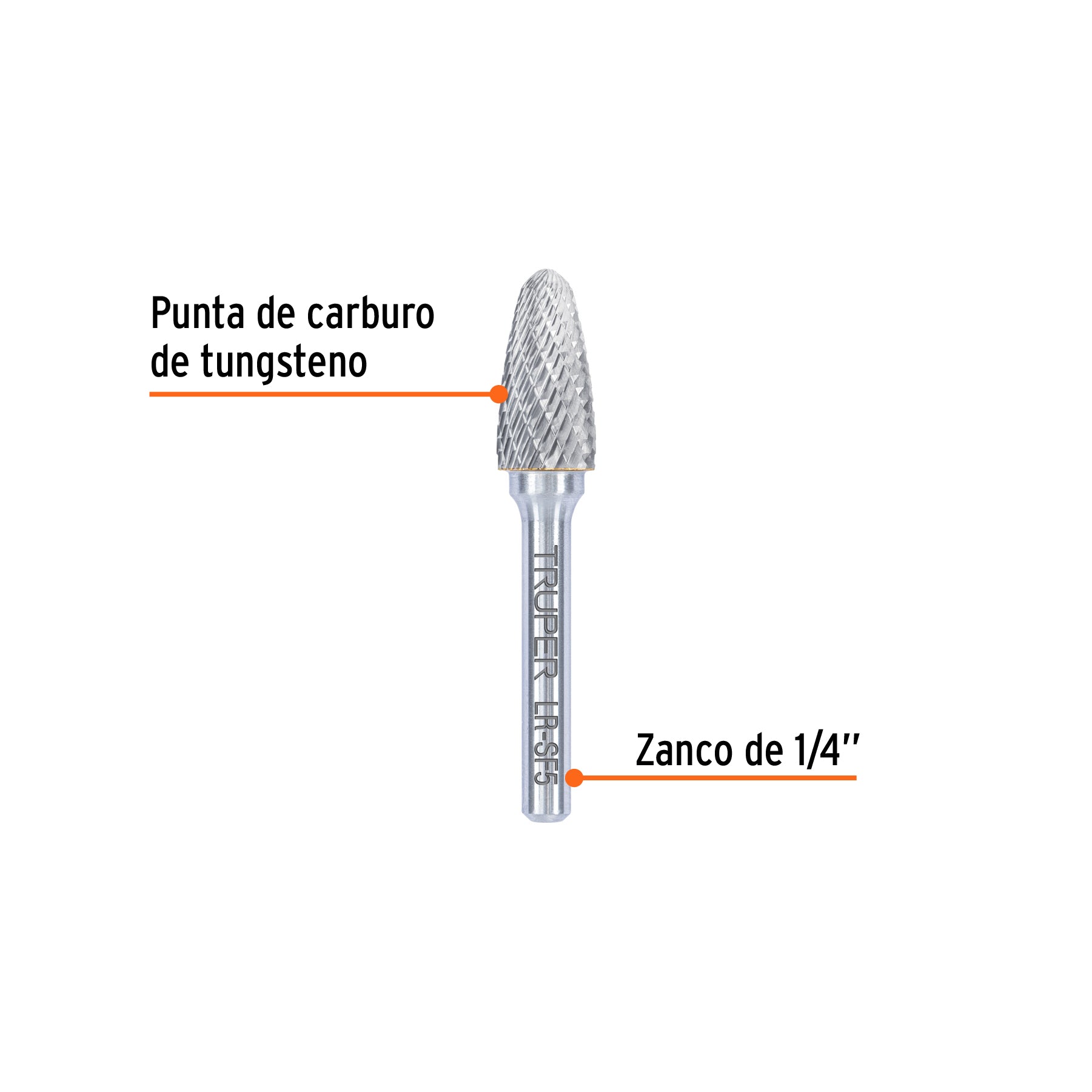 Lima rotativa árbol punta redonda 1/2, SF-5, TRUPER