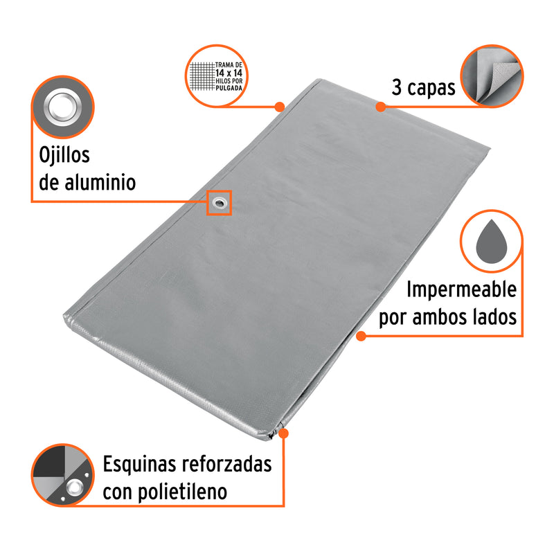 Lona reforzada, 2 x 3 m, gris