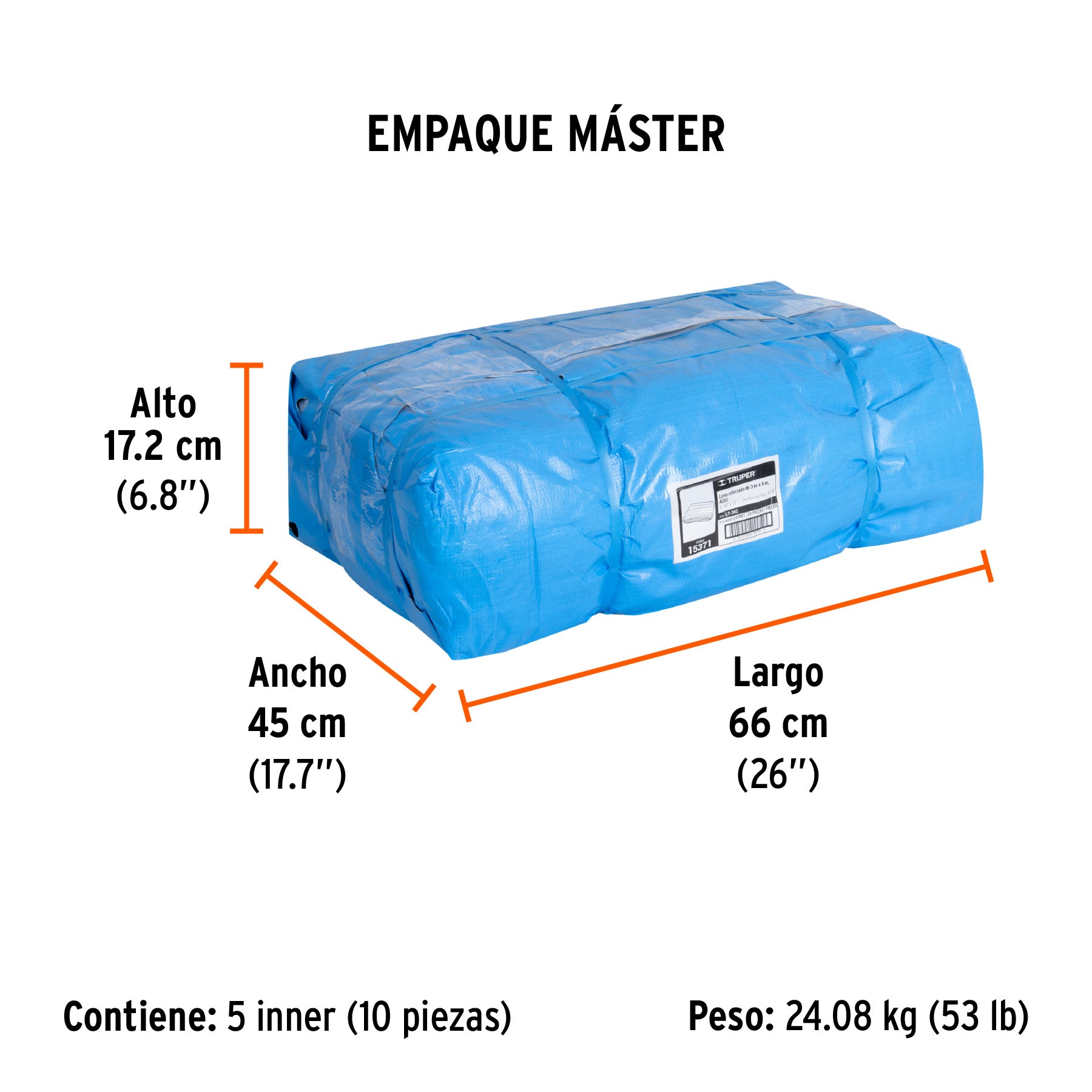 Lona reforzada, 3 x 4 metros, azul