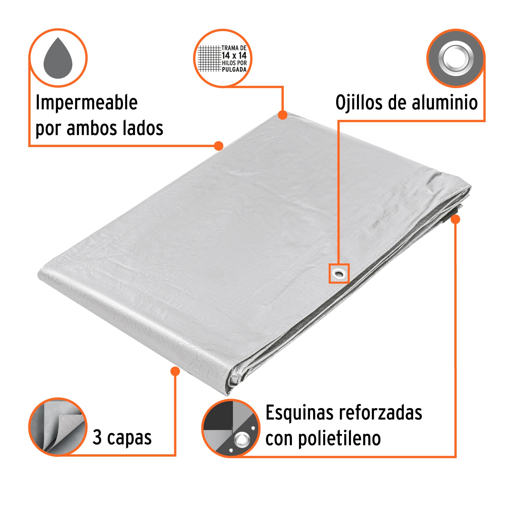 Lona reforzada, 4 x 5 m, gris