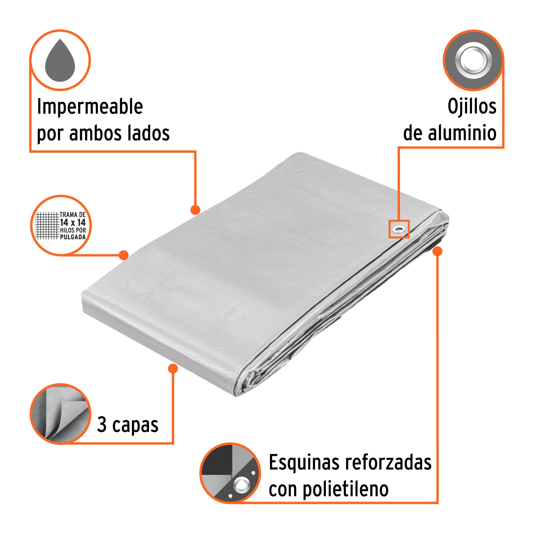 Lona reforzada, 4 x 6 m, gris