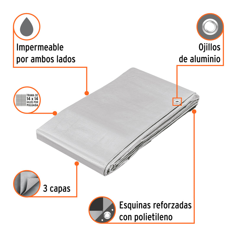 Lona reforzada, 4 x 6 m, gris