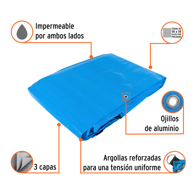 Lona reforzada, 6 x 9 m, azul