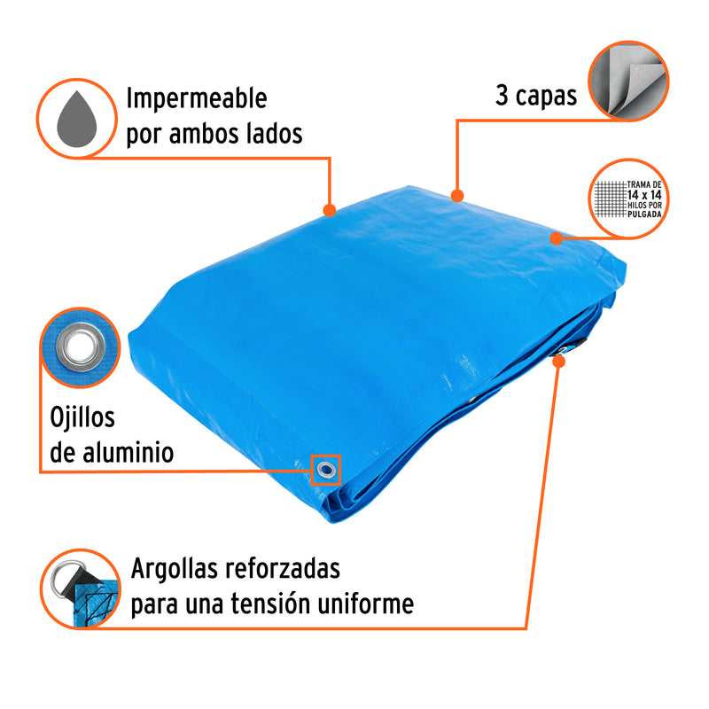 Lona reforzada, 7 x 10 m, azul