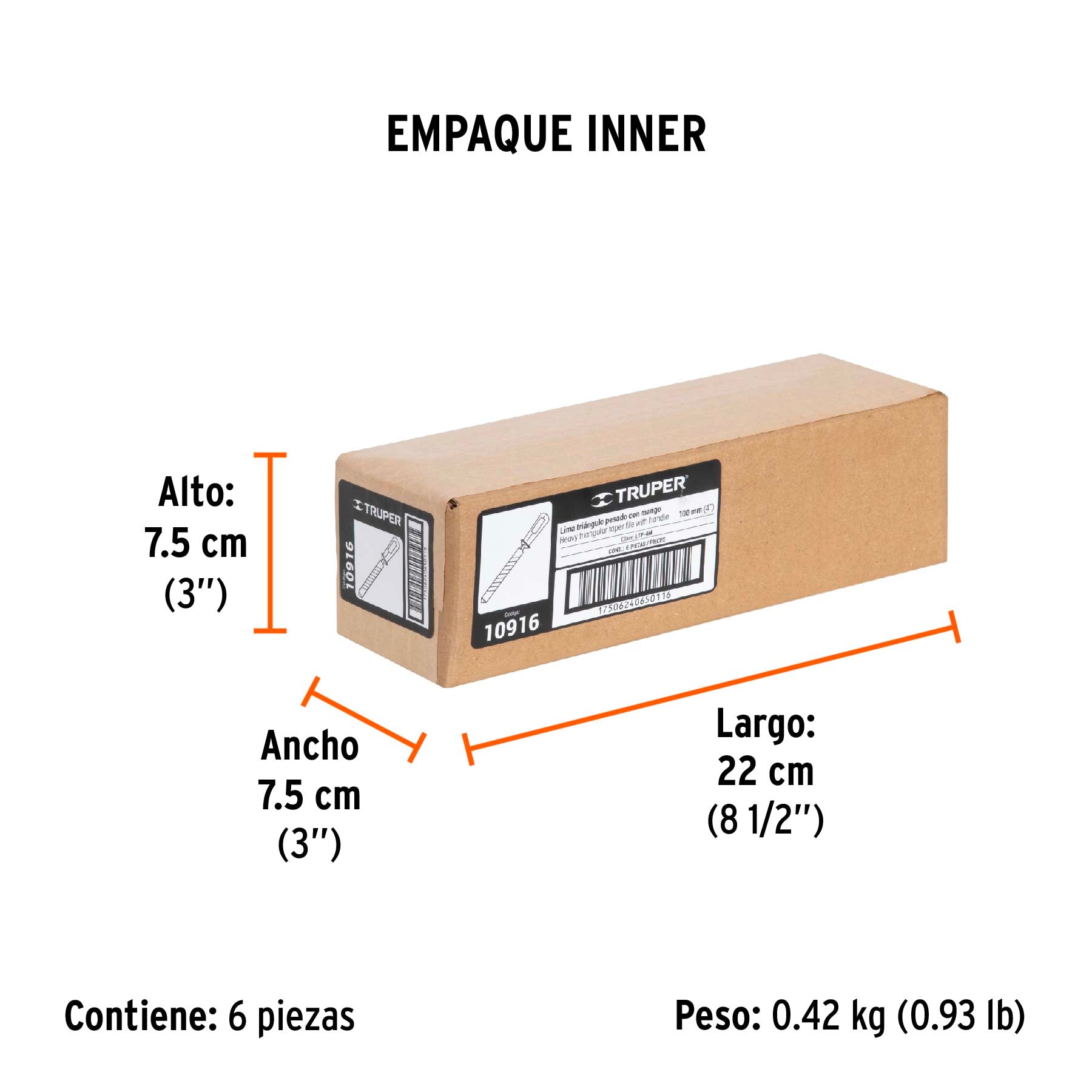 Lima triángulo pesado, 4", con mango