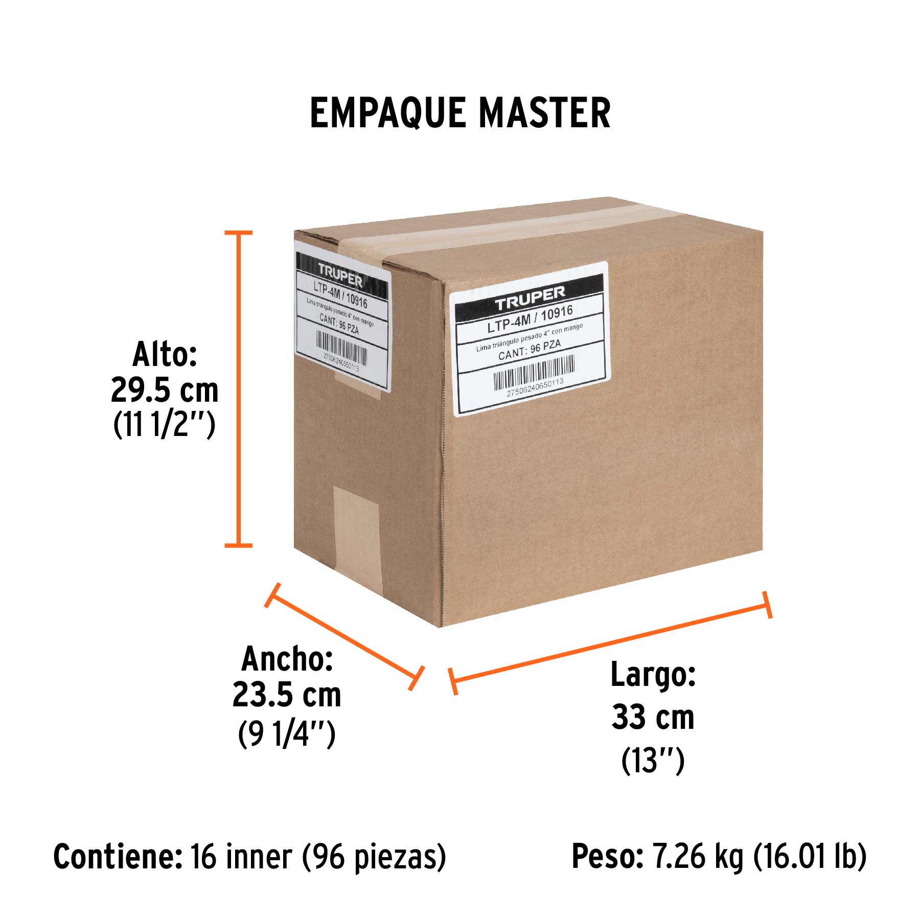 Lima triángulo pesado, 4", con mango