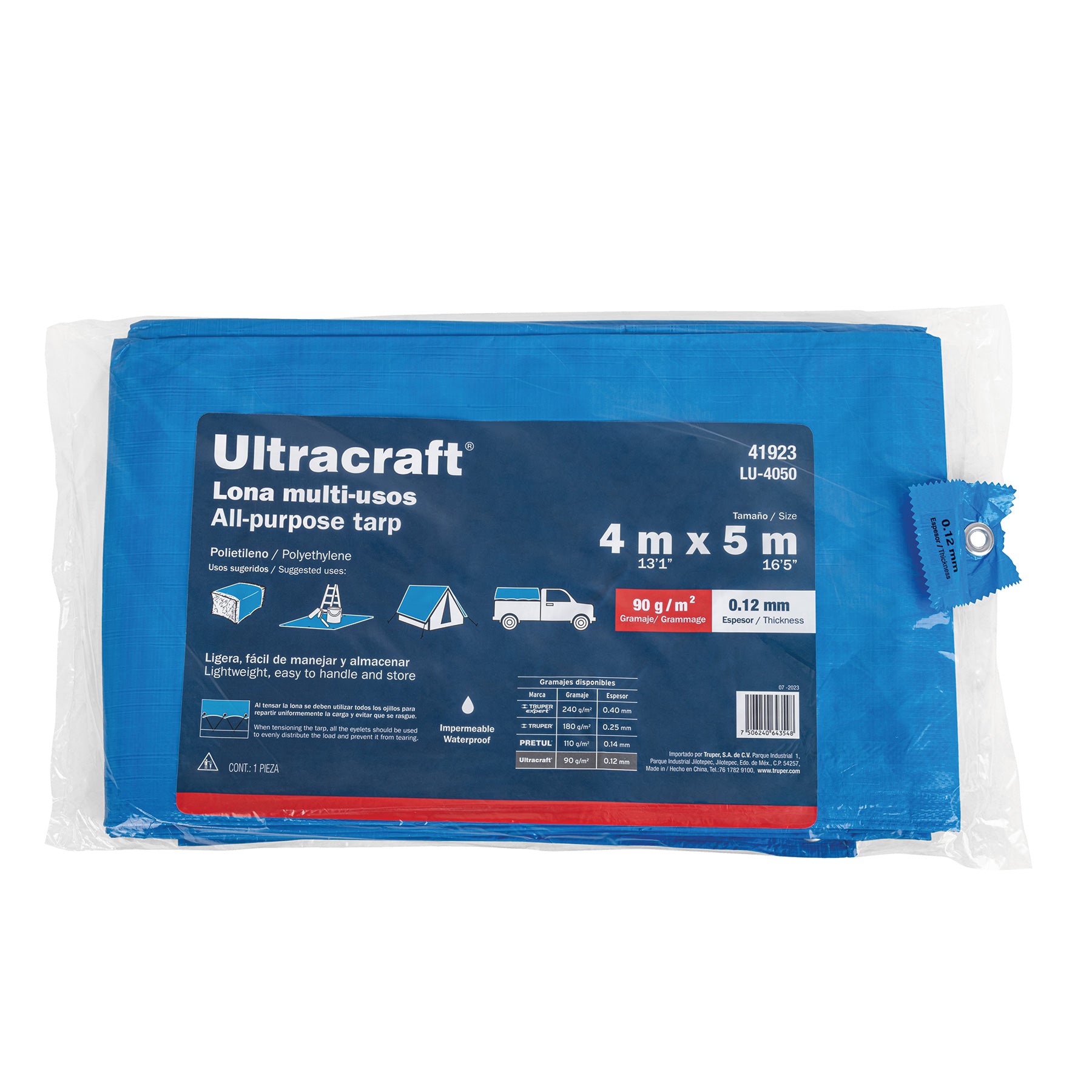 Lona 4.0 x 5.0 m, azul, Ultra
