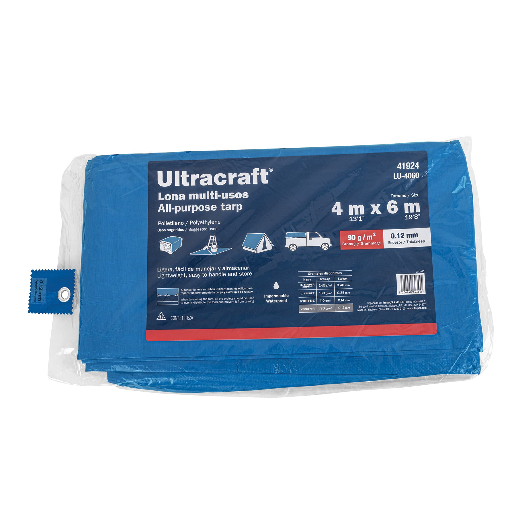 Lona 4.0 x 6.0 m, azul, Ultra