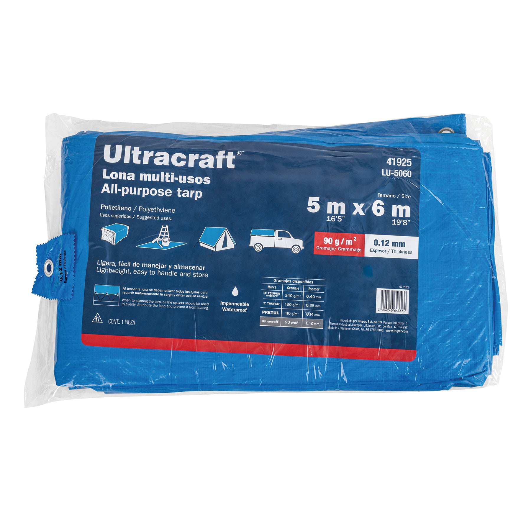 Lona 5.0 x 6.0 m, azul, Ultra