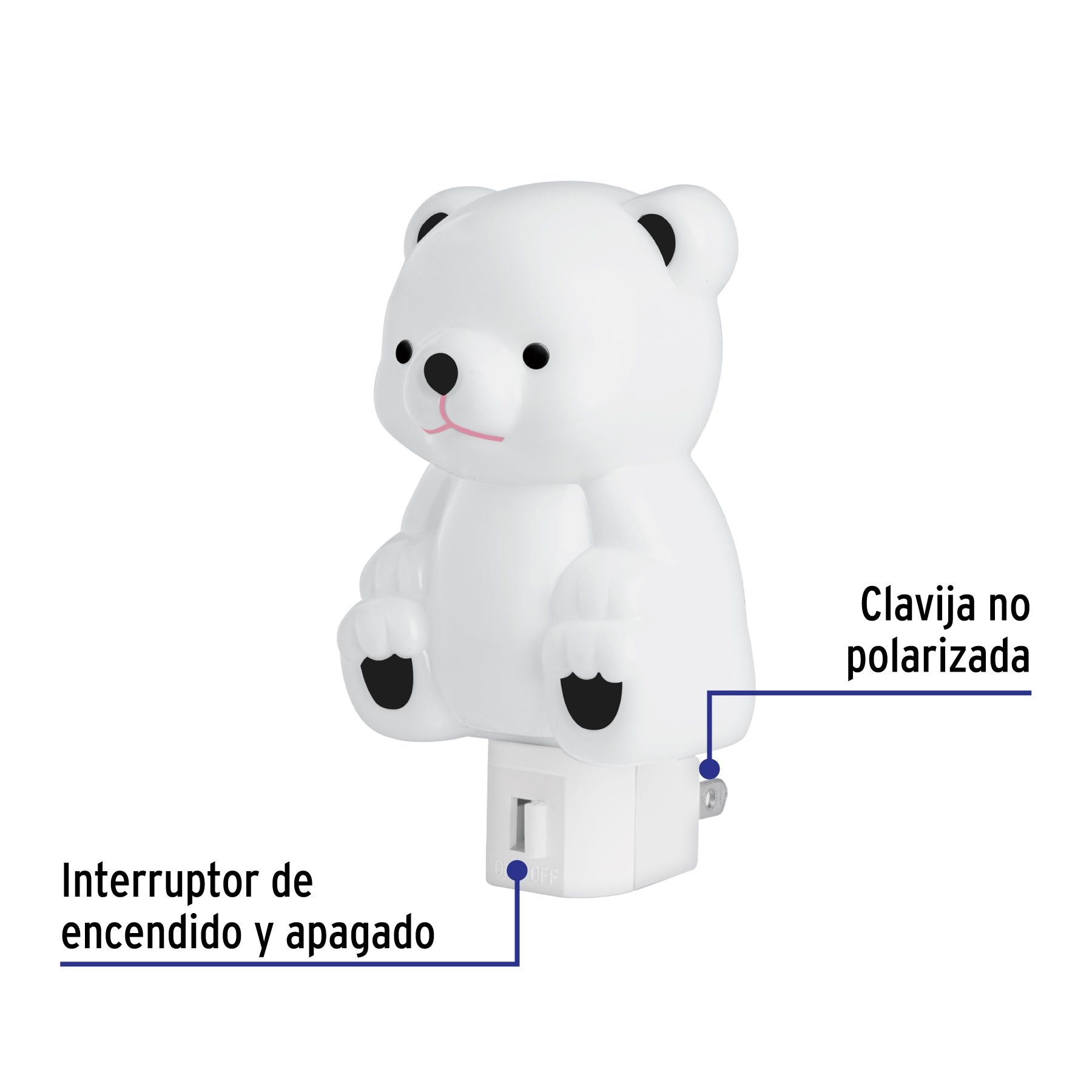Luz de noche con lámpara E12, oso, Volteck