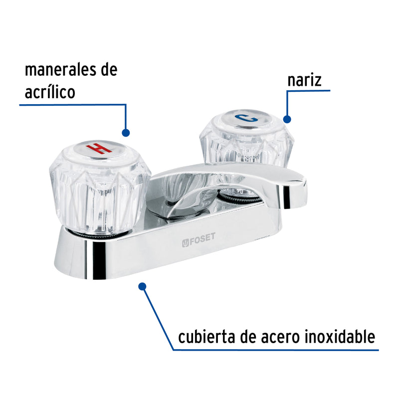 Mezcladora para lavabo, manerales de acrílico, Basic
