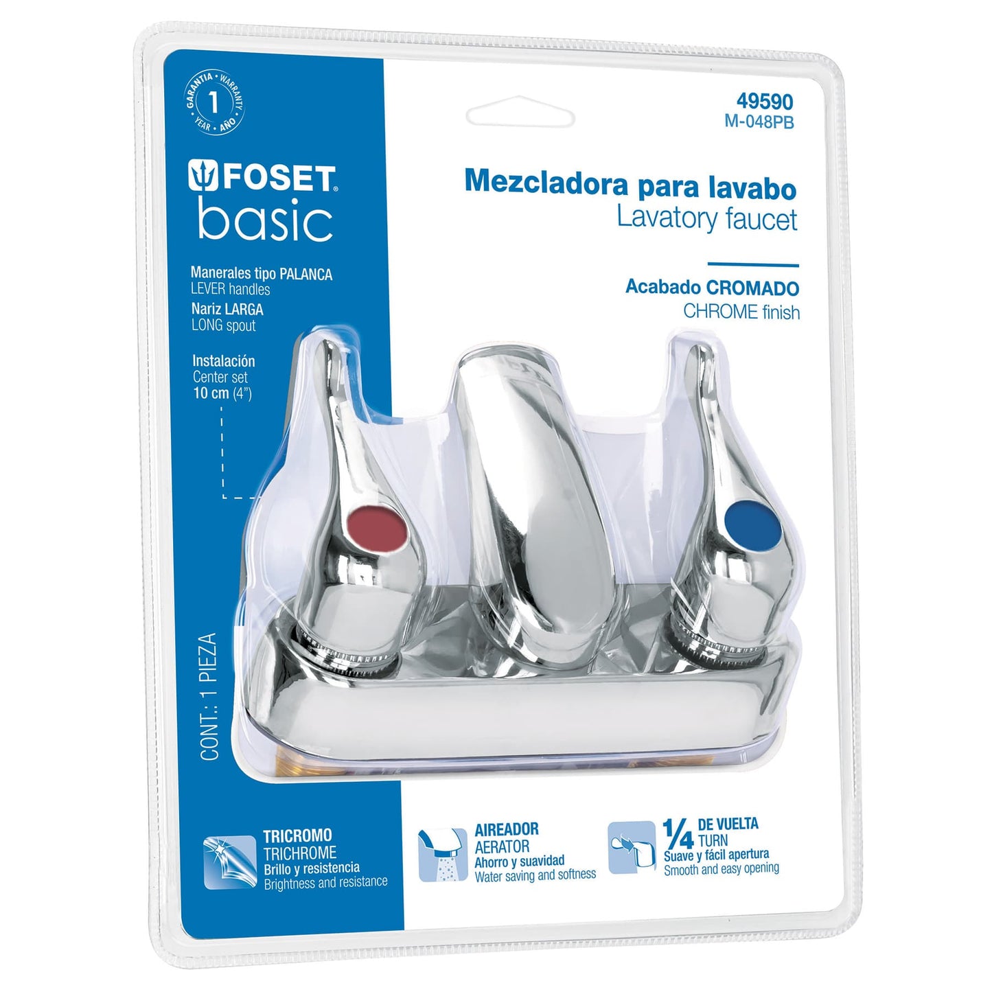 Mezcladora para lavabo, manerales palanca, Basic, blister