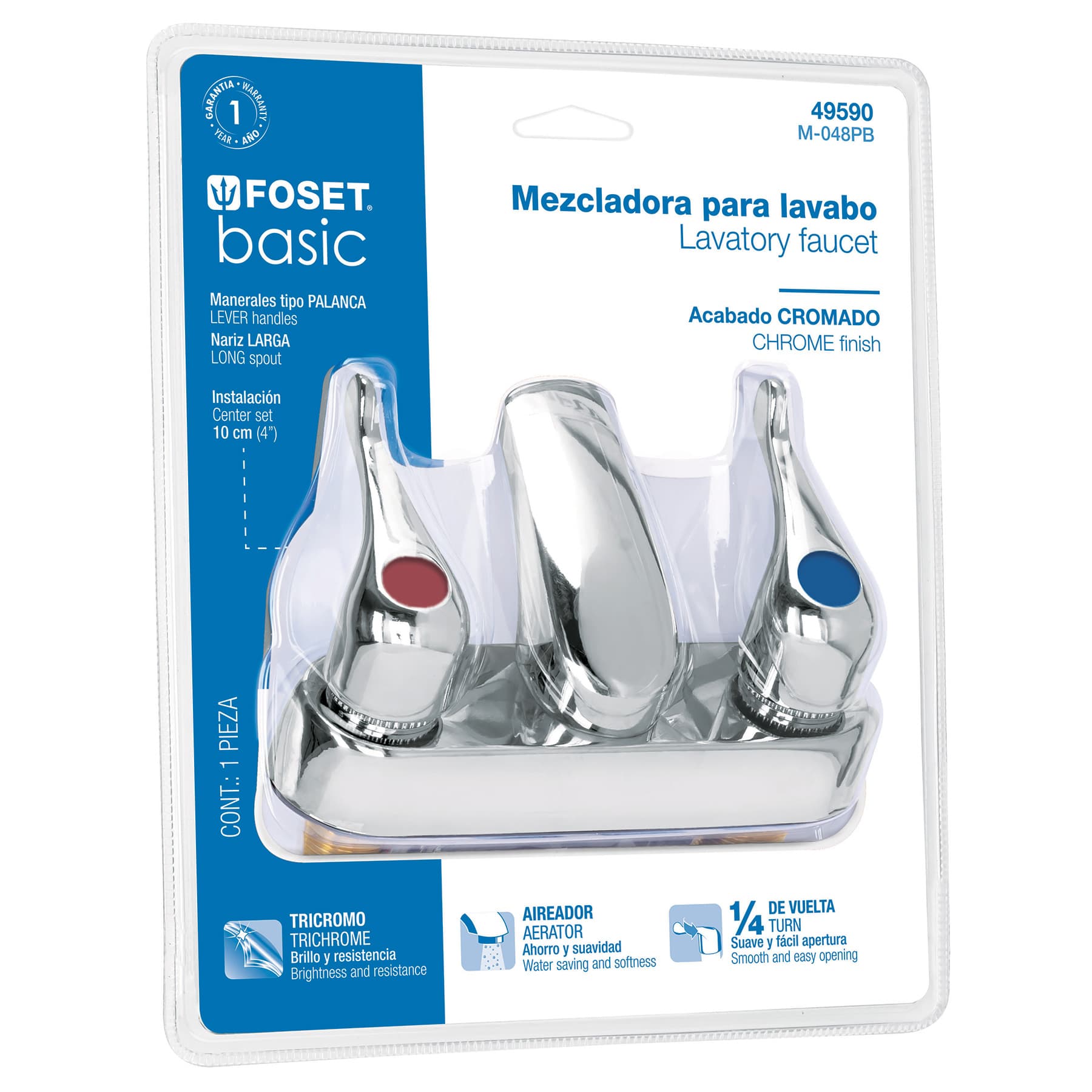 Mezcladora para lavabo, manerales palanca, Basic, blister