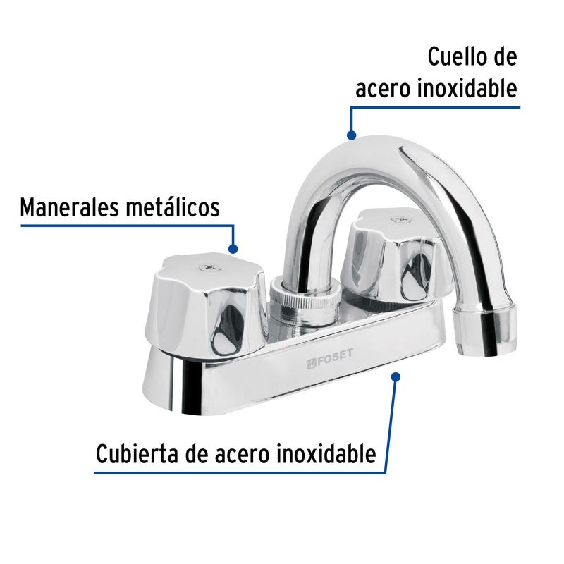 Mezcladora para lavabo, cuello curvo, compresión, Basic