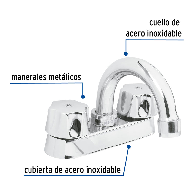 Mezcladora para lavabo, cuello curvo, compresión, Basic