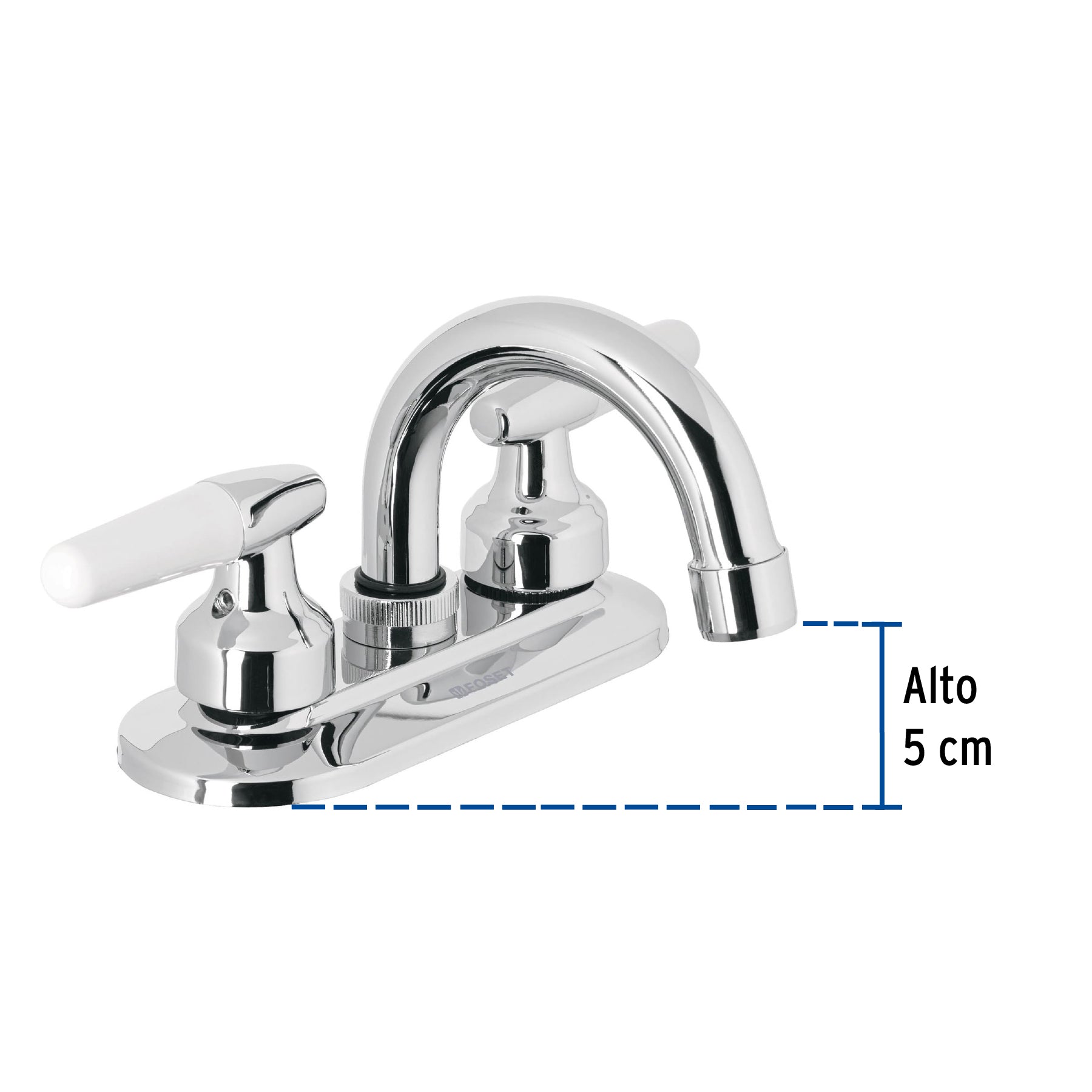 Mezcladora para lavabo, manerales cono, cuello curvo, Basic