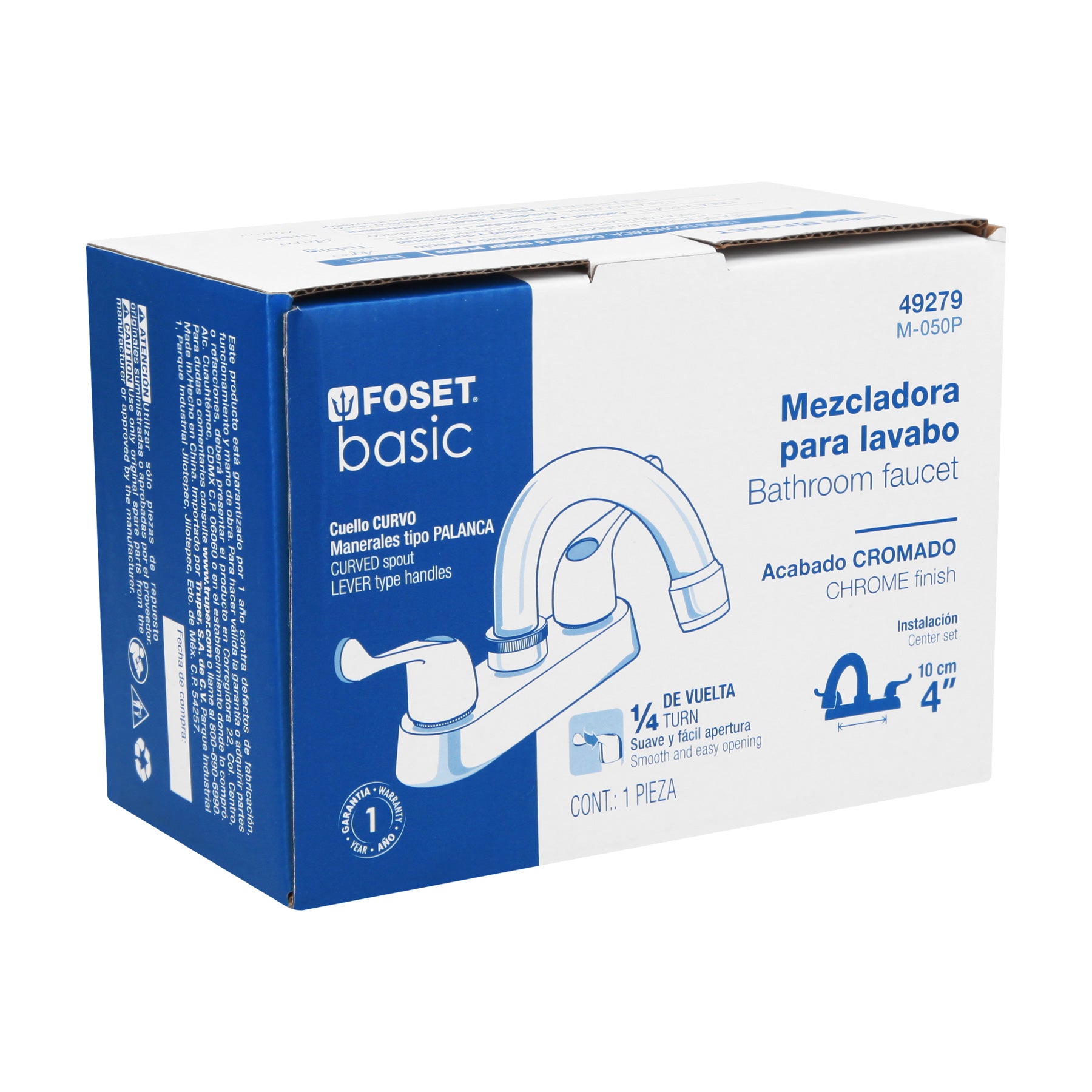 Mezcladora para lavabo, manerales palanca,cuello curvo,Basic