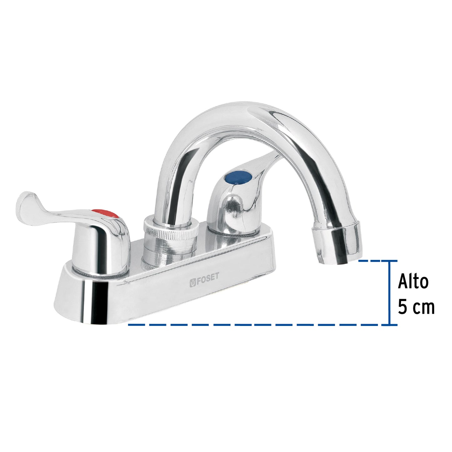 Mezcladora para lavabo, manerales palanca,cuello curvo,Basic