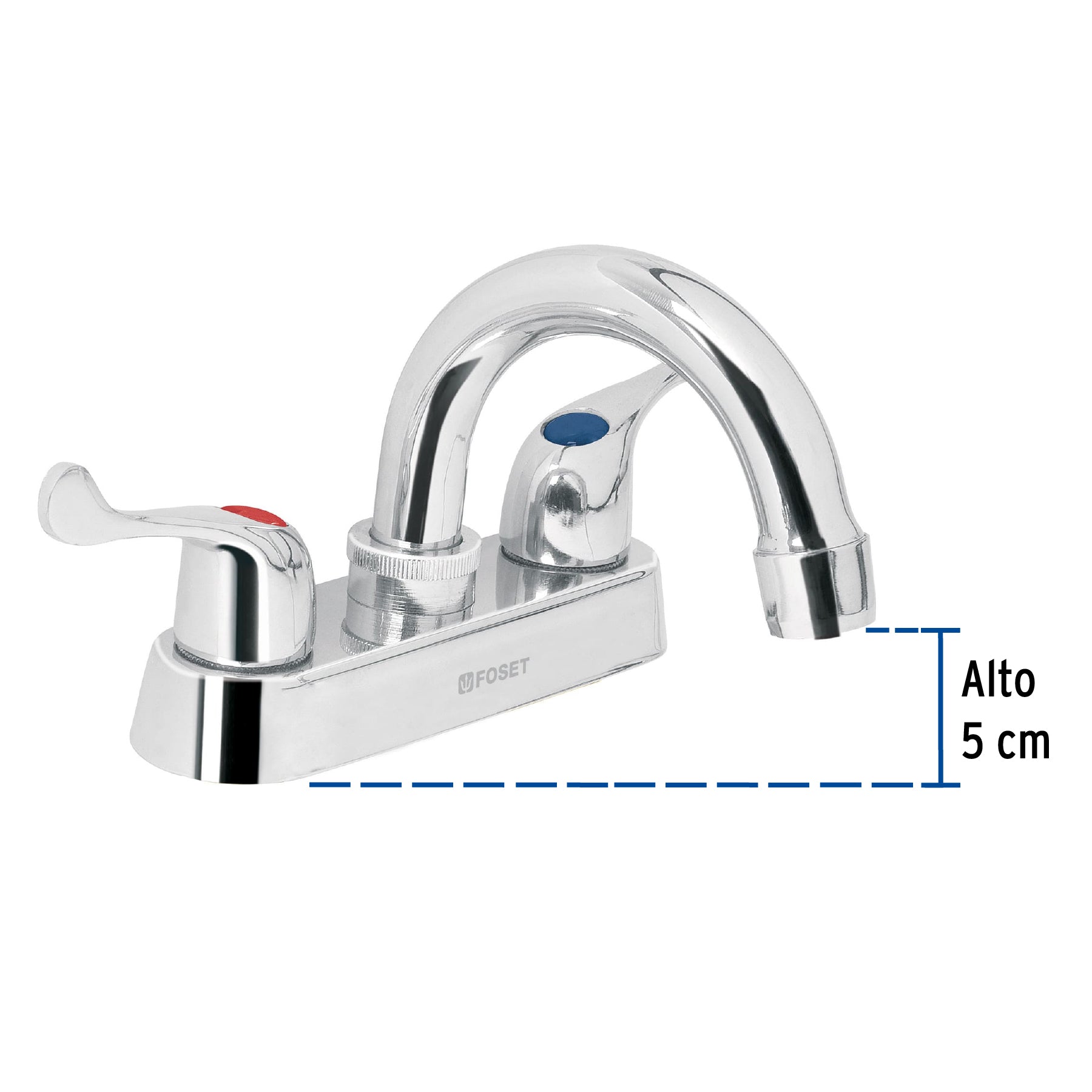 Mezcladora para lavabo, manerales palanca,cuello curvo,Basic