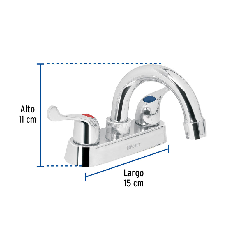 Mezcladora para lavabo, manerales palanca,cuello curvo,Basic