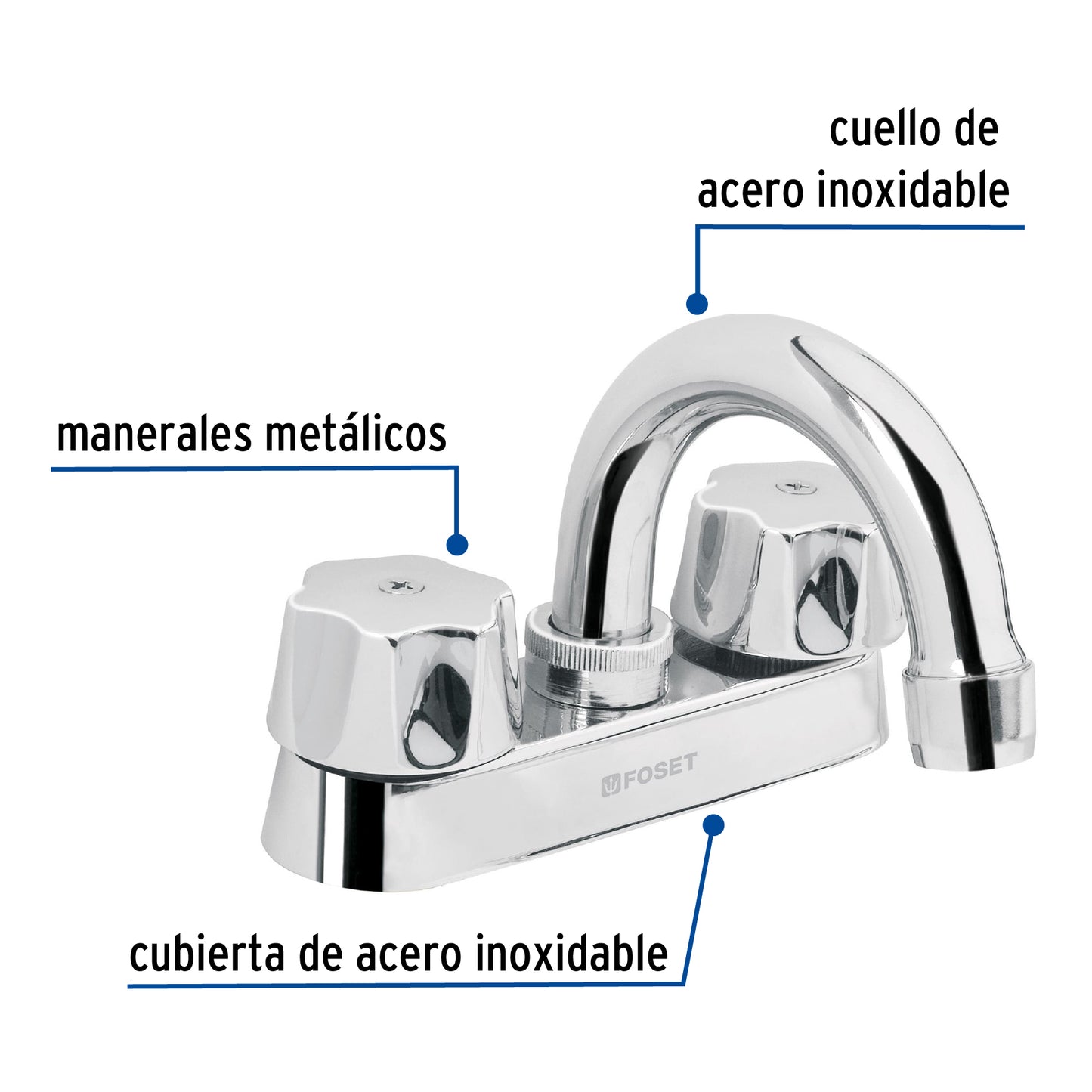 Mezcladora para lavabo, hexagonales, cuello curvo, Basic