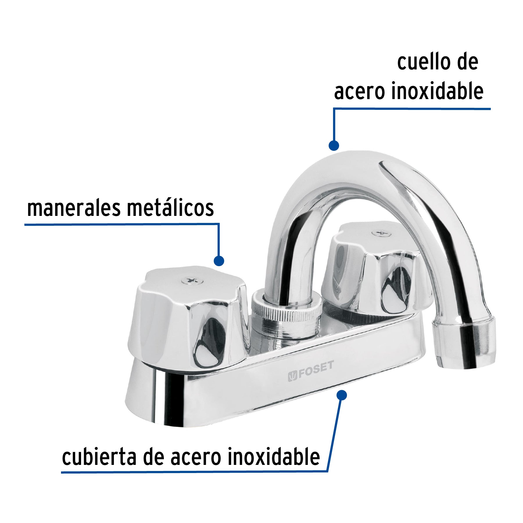 Mezcladora para lavabo, hexagonales, cuello curvo, Basic