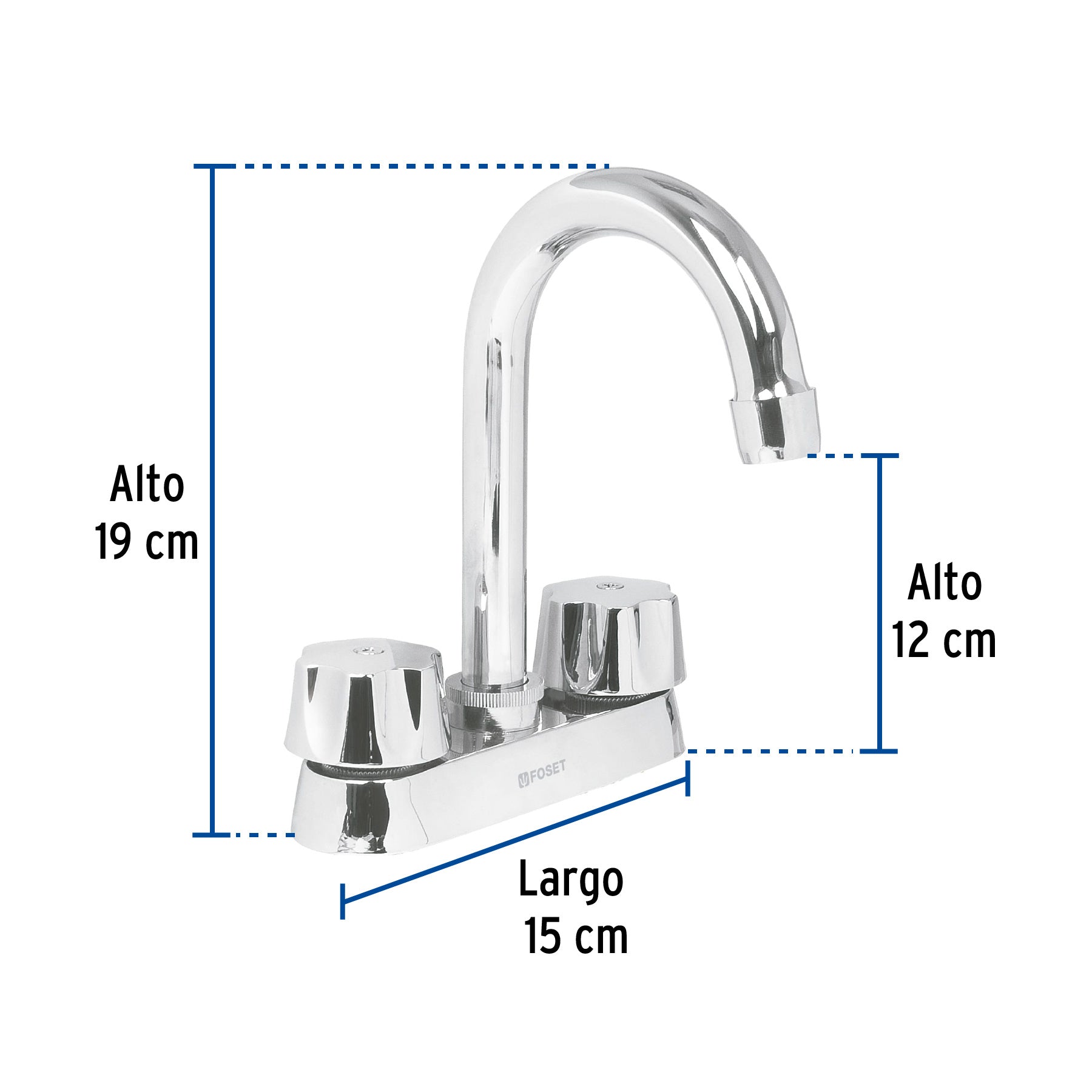 Mezcladora para lavabo, cuello bar, compresión, Basic