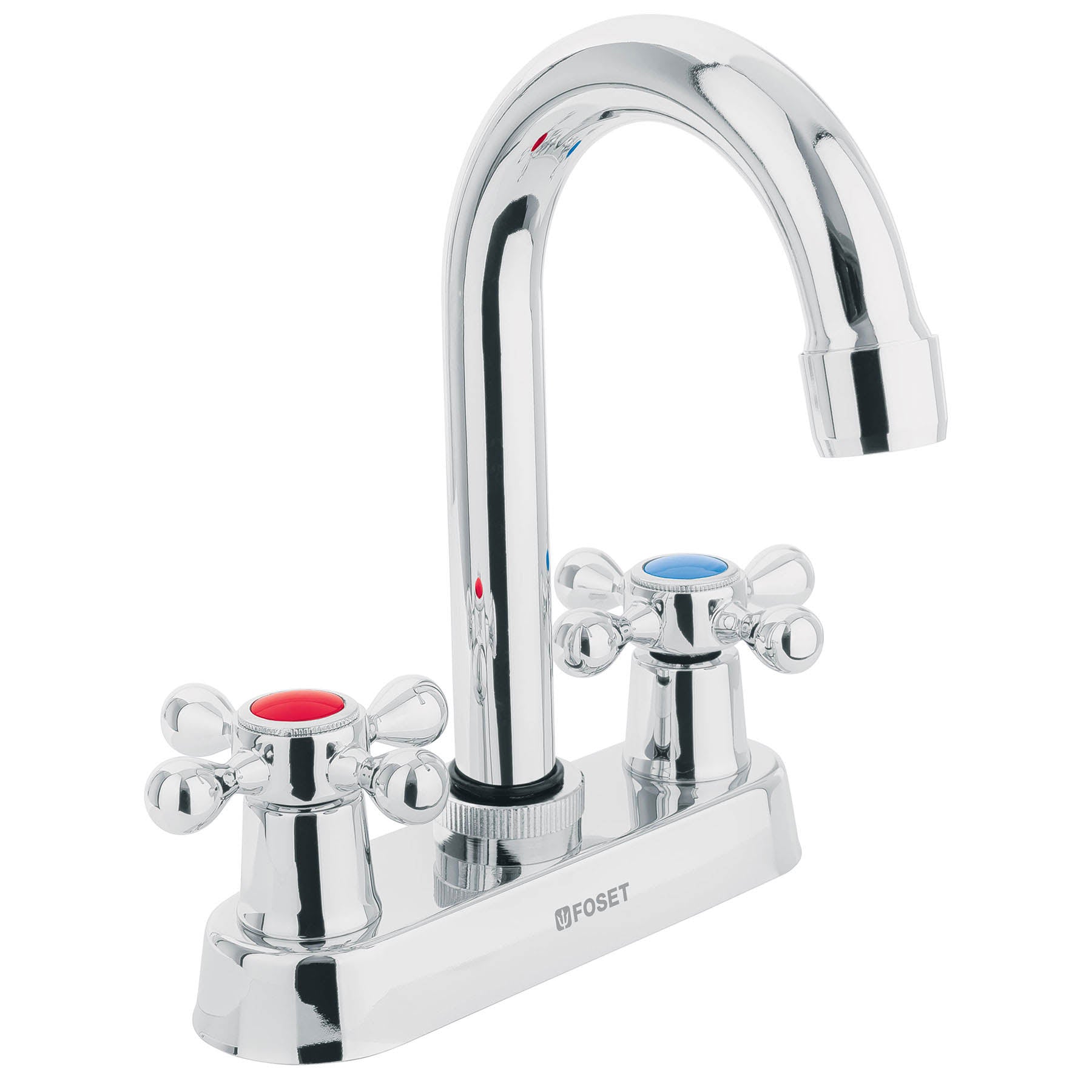 Mezcladora para lavabo, manerales cruceta,cuello bar,Basic