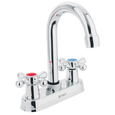 Mezcladora para lavabo, manerales cruceta,cuello bar,Basic