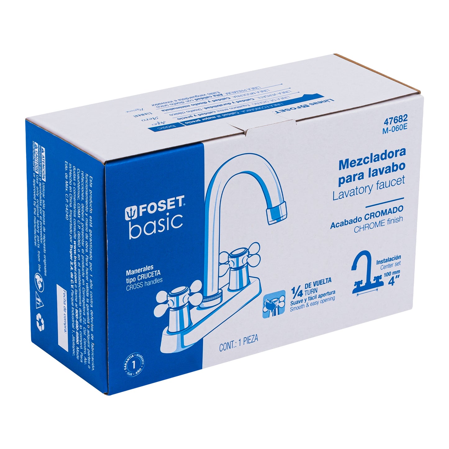 Mezcladora para lavabo, manerales cruceta,cuello bar,Basic