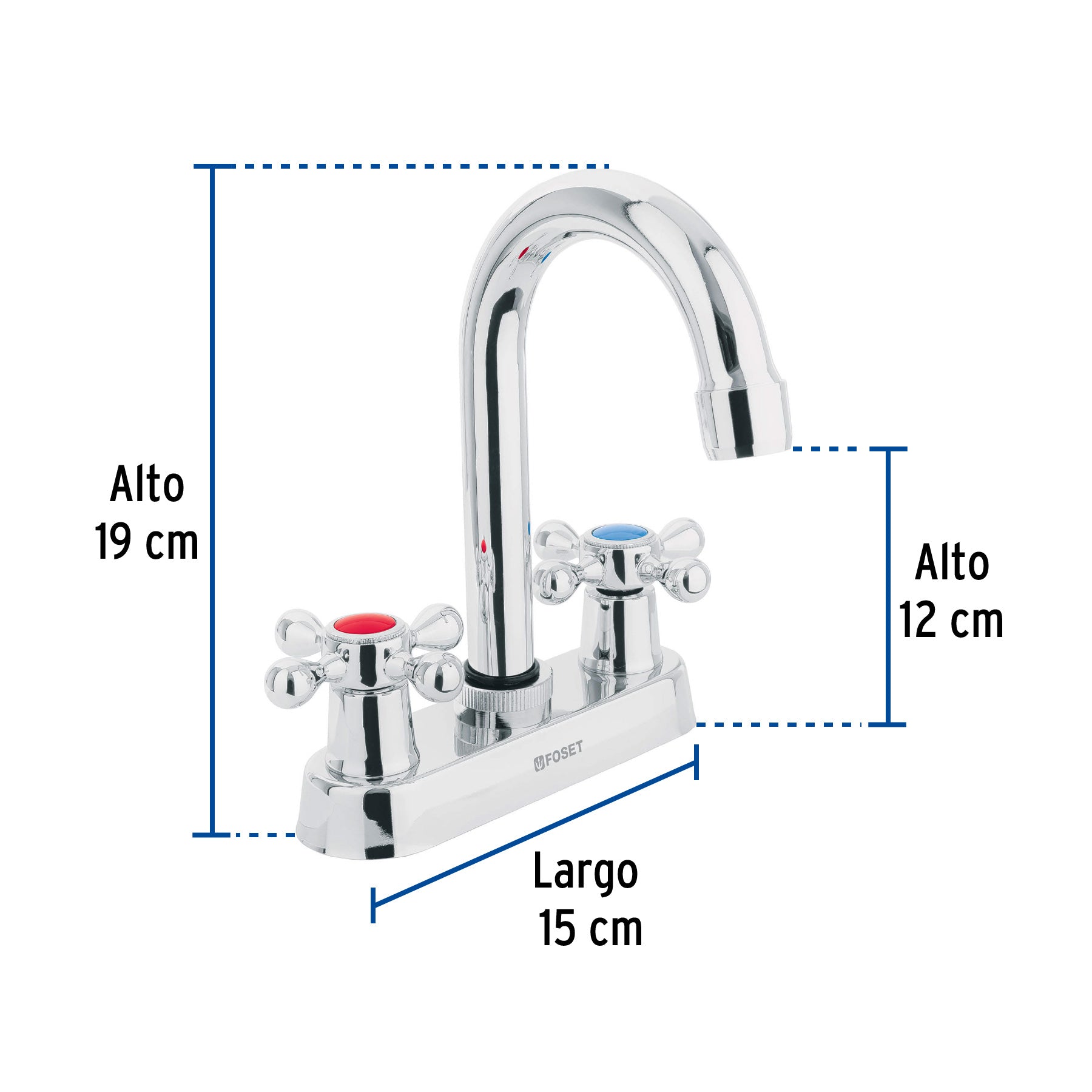 Mezcladora para lavabo, manerales cruceta,cuello bar,Basic