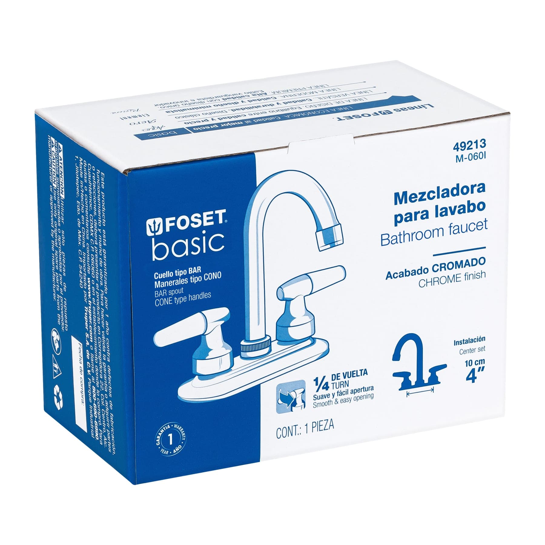 Mezcladora para lavabo, manerales cono, cuello bar, Basic