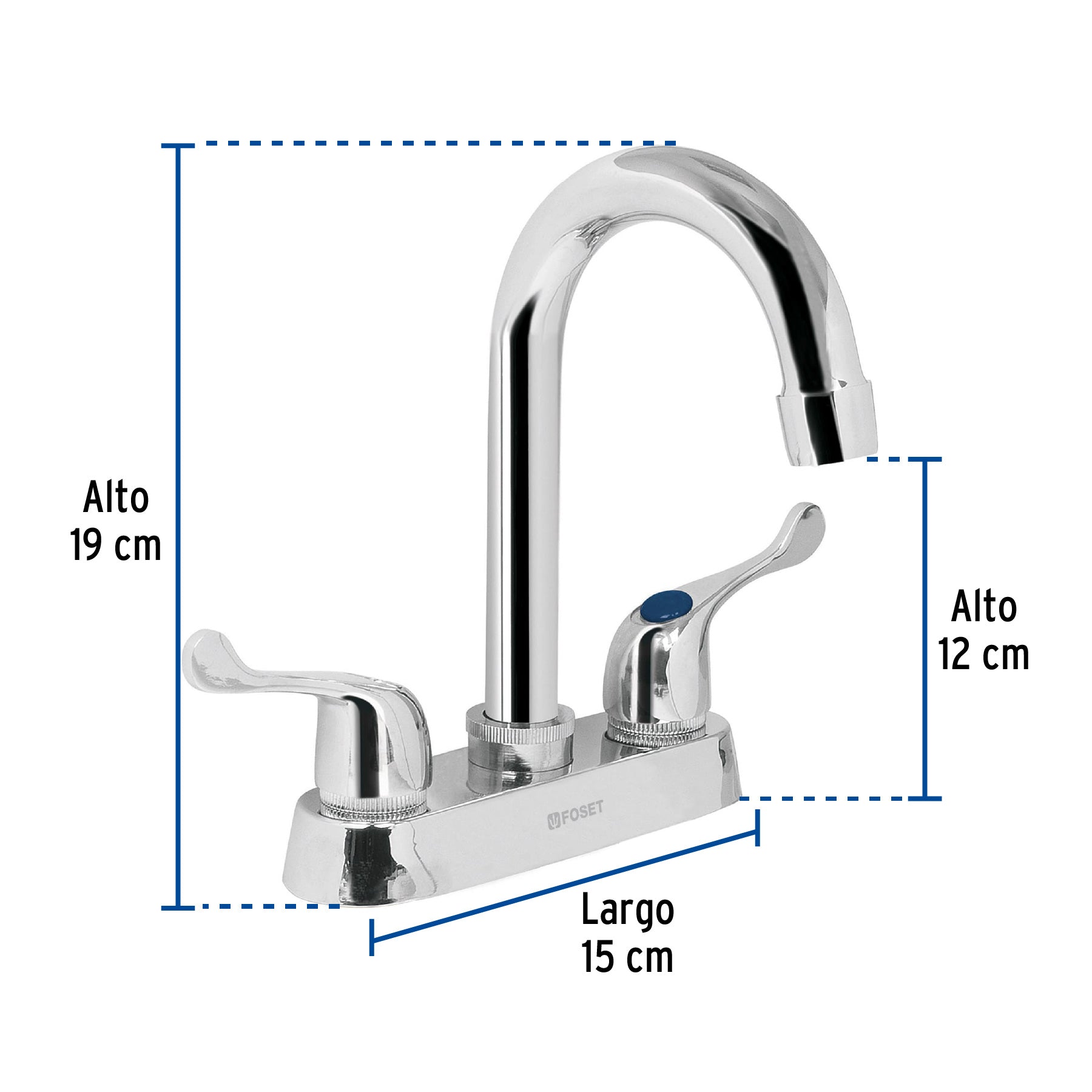 Mezcladora para lavabo, manerales palanca, cuello bar, Basic