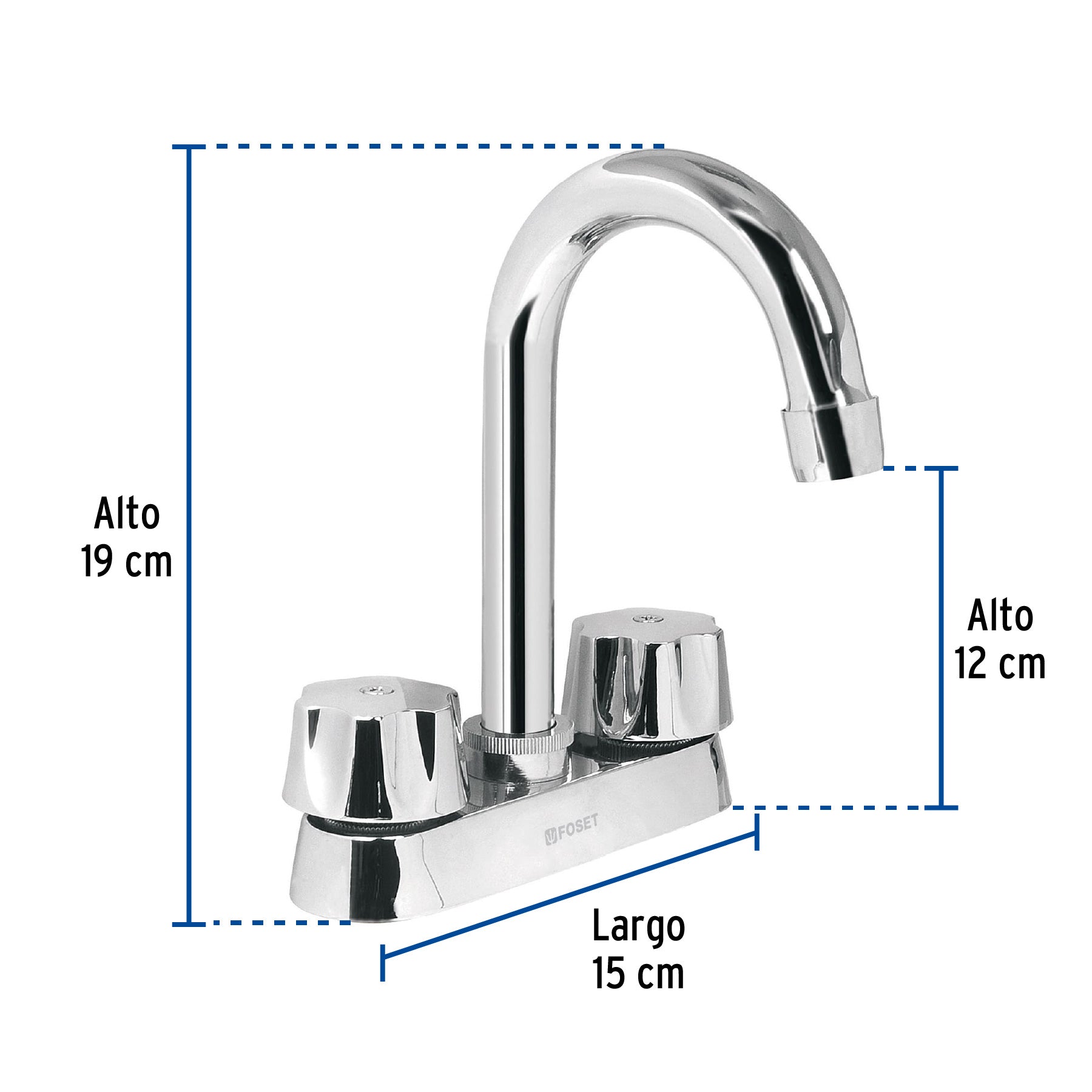 Mezcladora para lavabo, manerales hexagonal,cuello bar,Basic