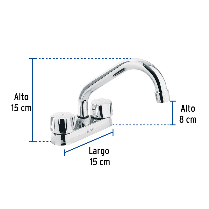 Mezcladora p/lavabo, man hexagonales,cuello tubular,Basic