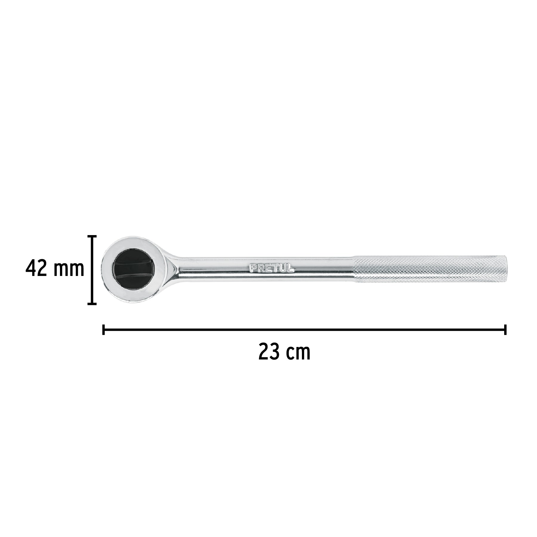 Matraca cuadro 1/2' cabeza redonda con disco, Pretul