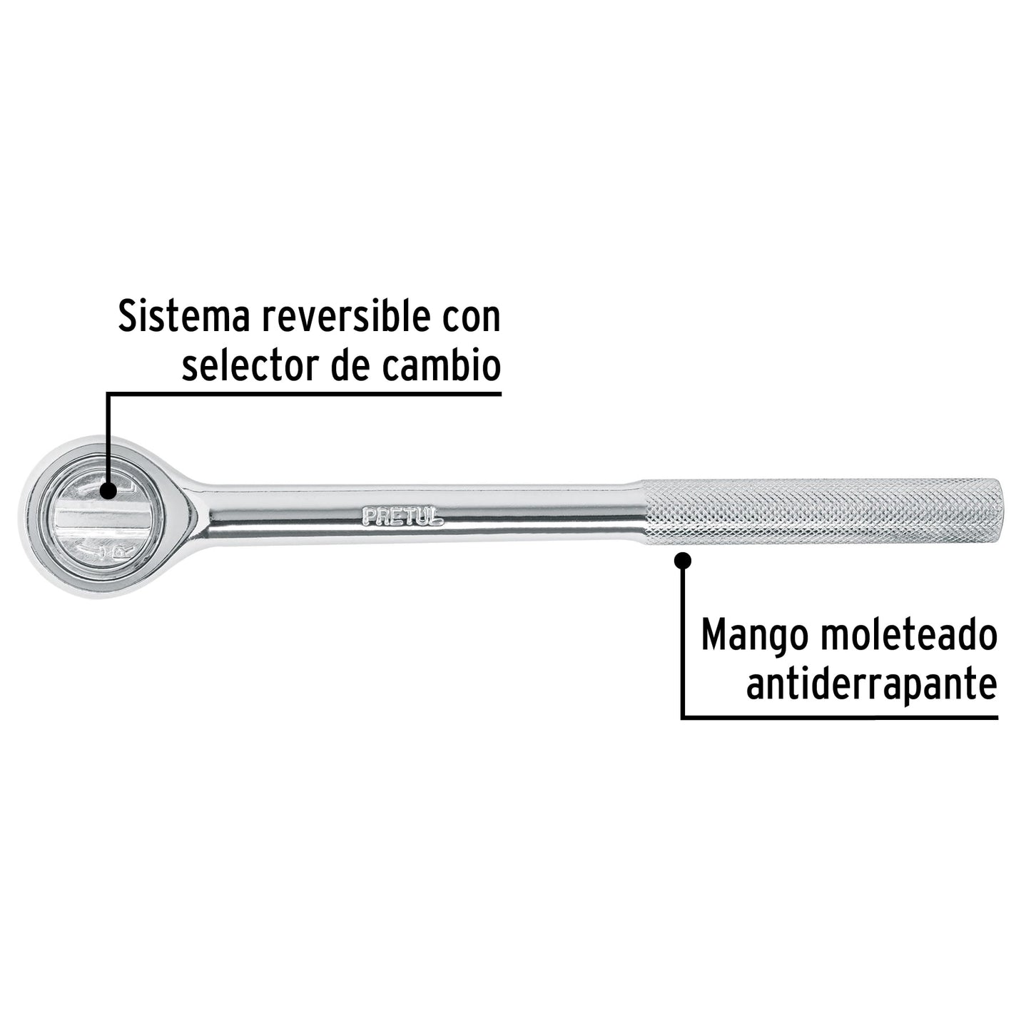 Matraca cabeza redonda, cuadro 1/2", Pretul