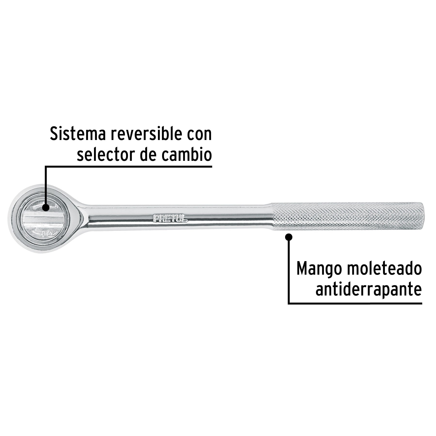 Matraca cabeza redonda, cuadro 1/2", Pretul