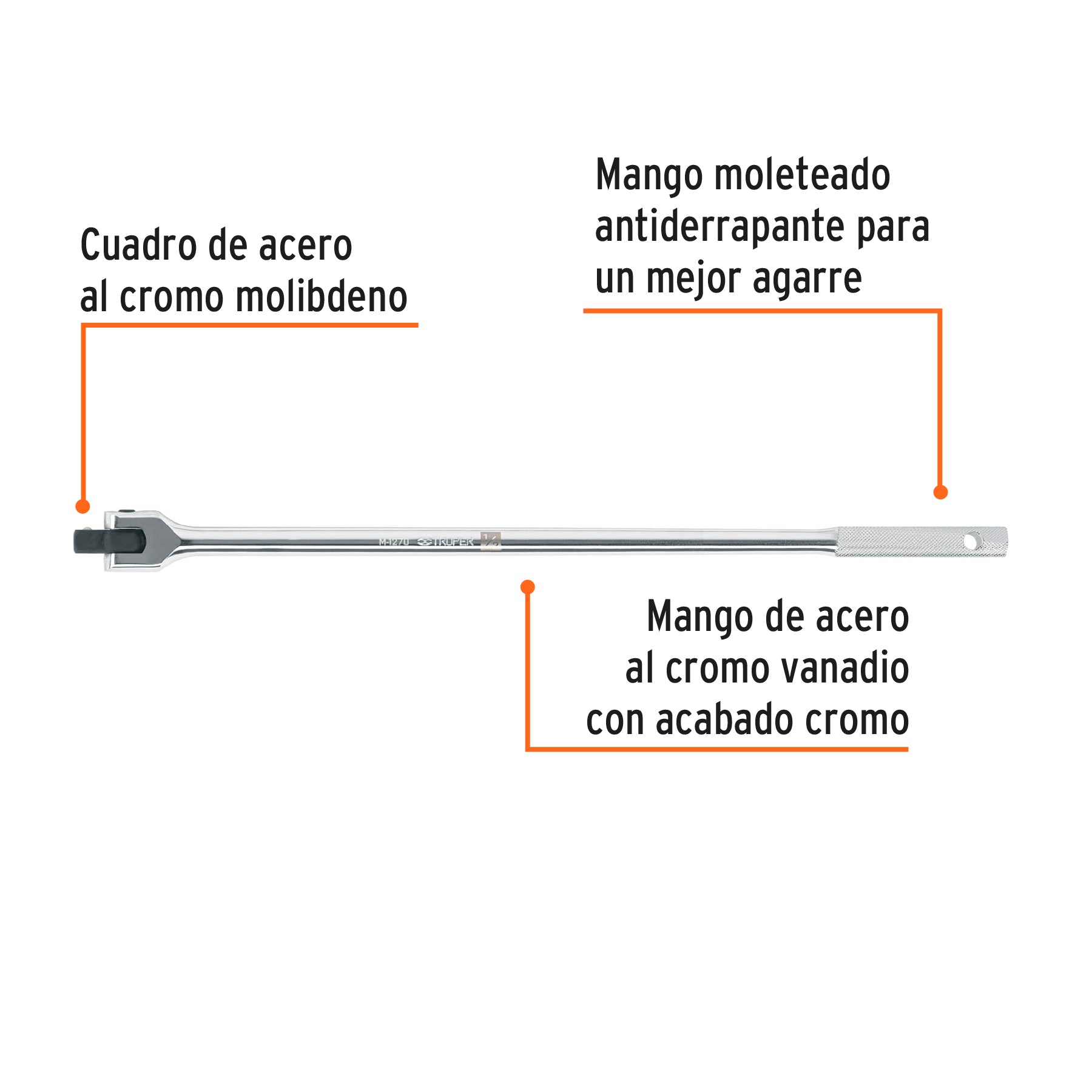 Mango articulado de 18"x 20 mm para dados cuadro 1/2"
