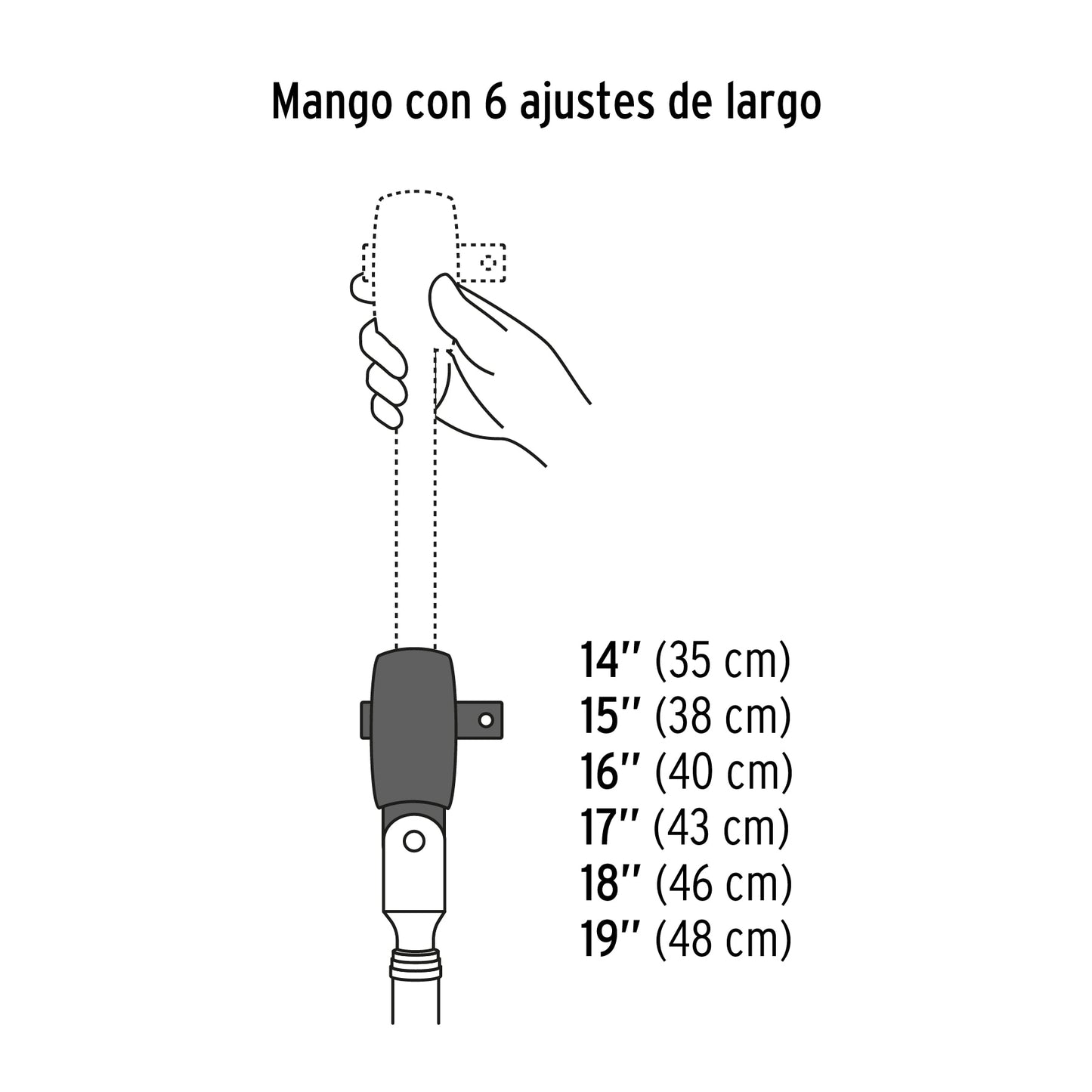 Matraca 90 dientes,cabeza articulada y mango extensible,1/2"