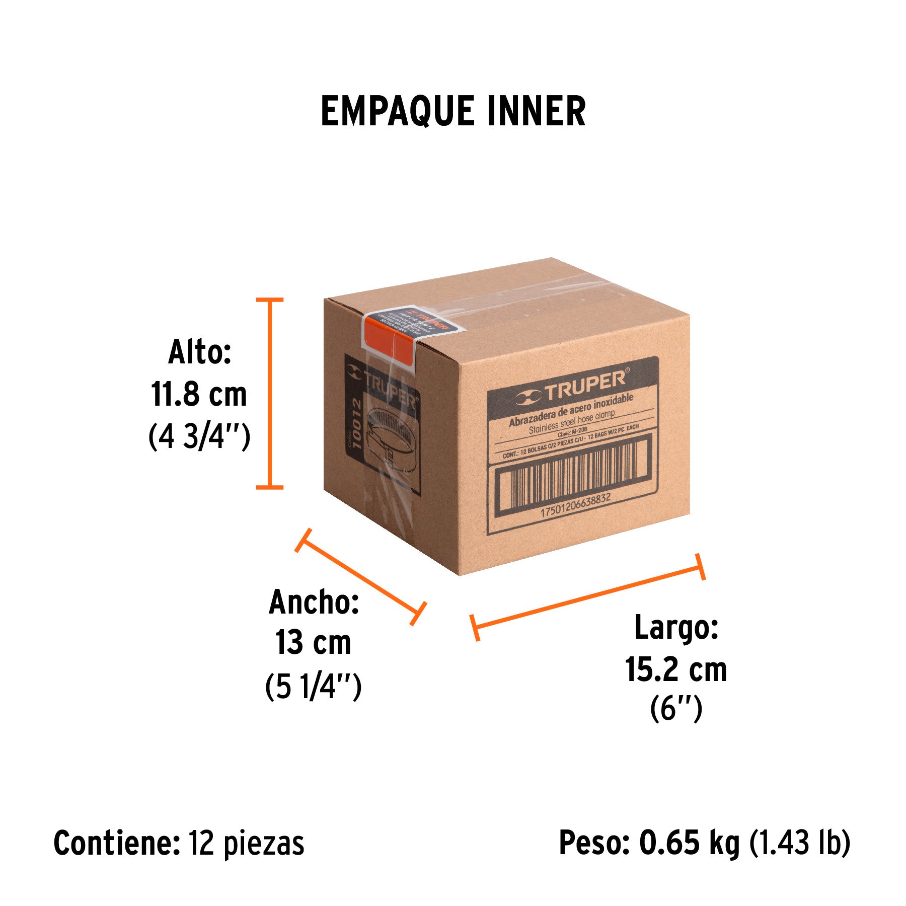Abrazadera 20 de acero inoxidable, bolsa con 2 pzas