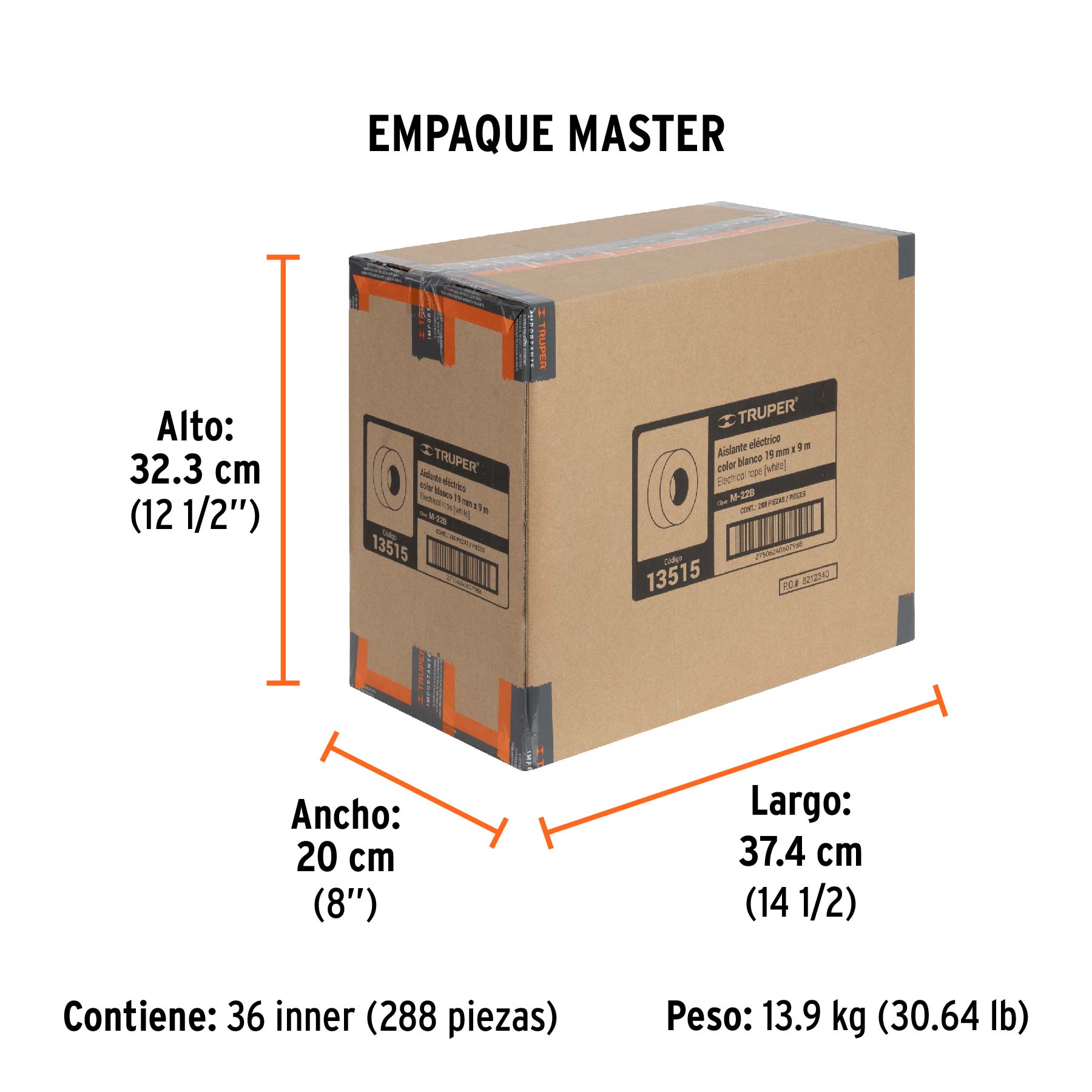 Cinta de aislar blanco 19 mm x 9 m