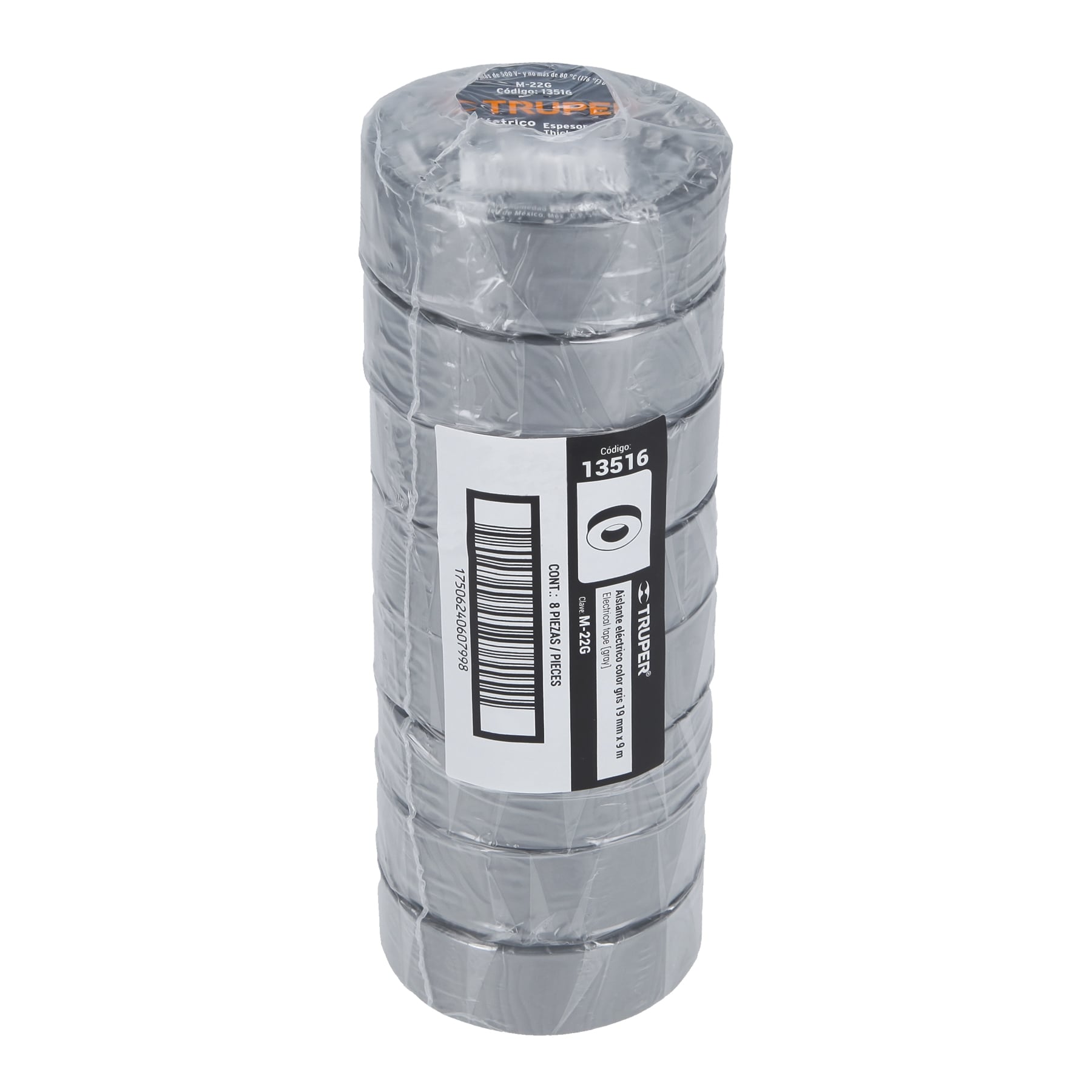 Cinta de aislar gris 19 mm x 9 m