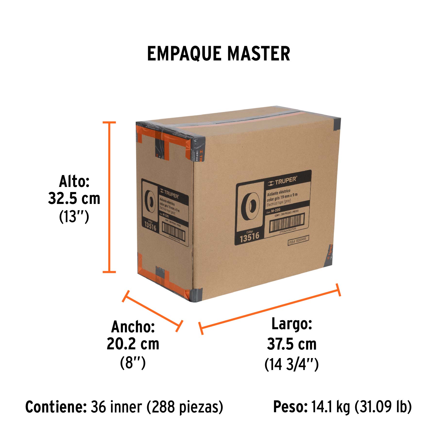 Cinta de aislar gris 19 mm x 9 m