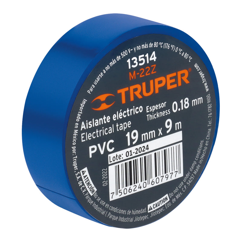 Cinta de aislar azul 19 mm x 9 m