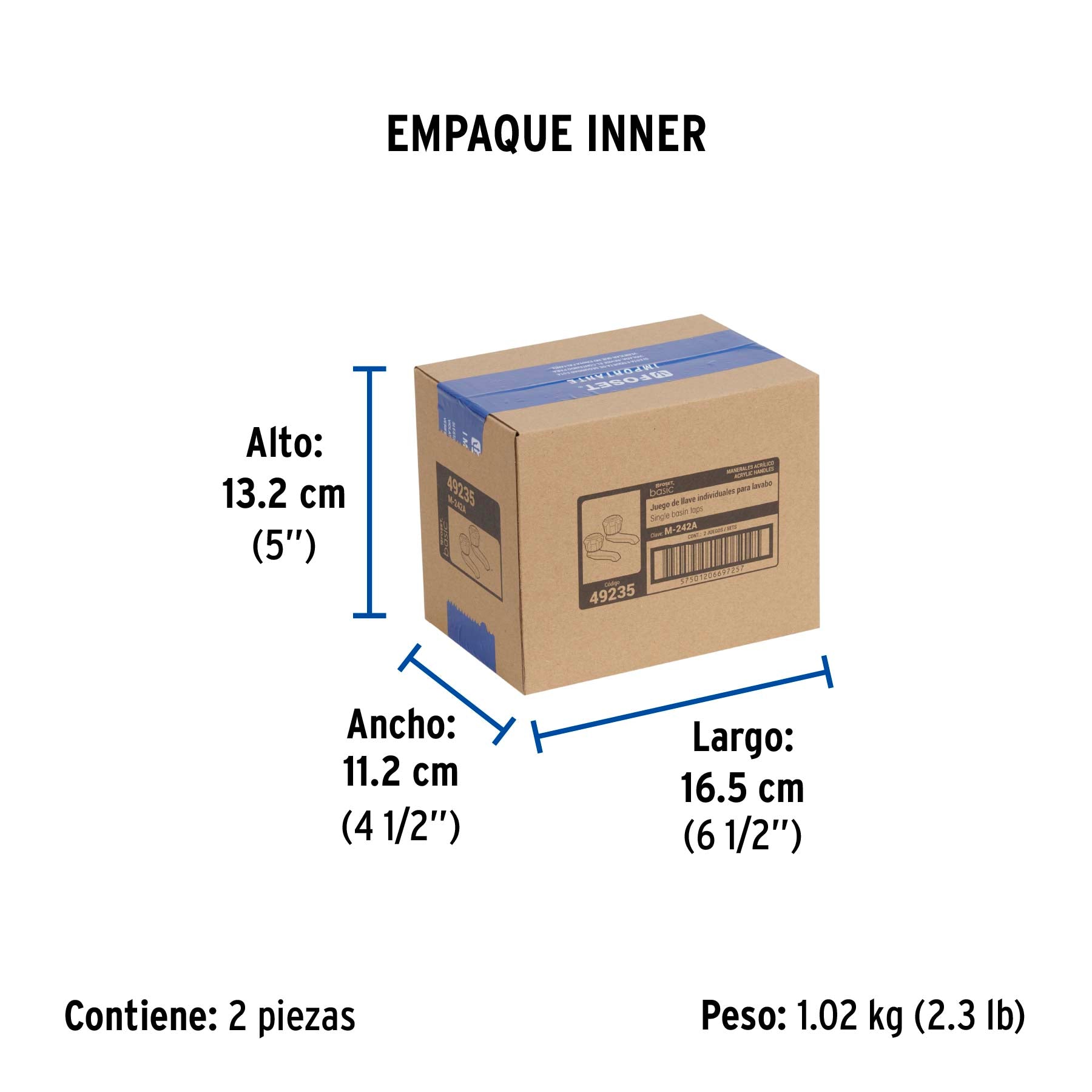 Juego 2 llaves para lavabo, manerales de acrílico, basic
